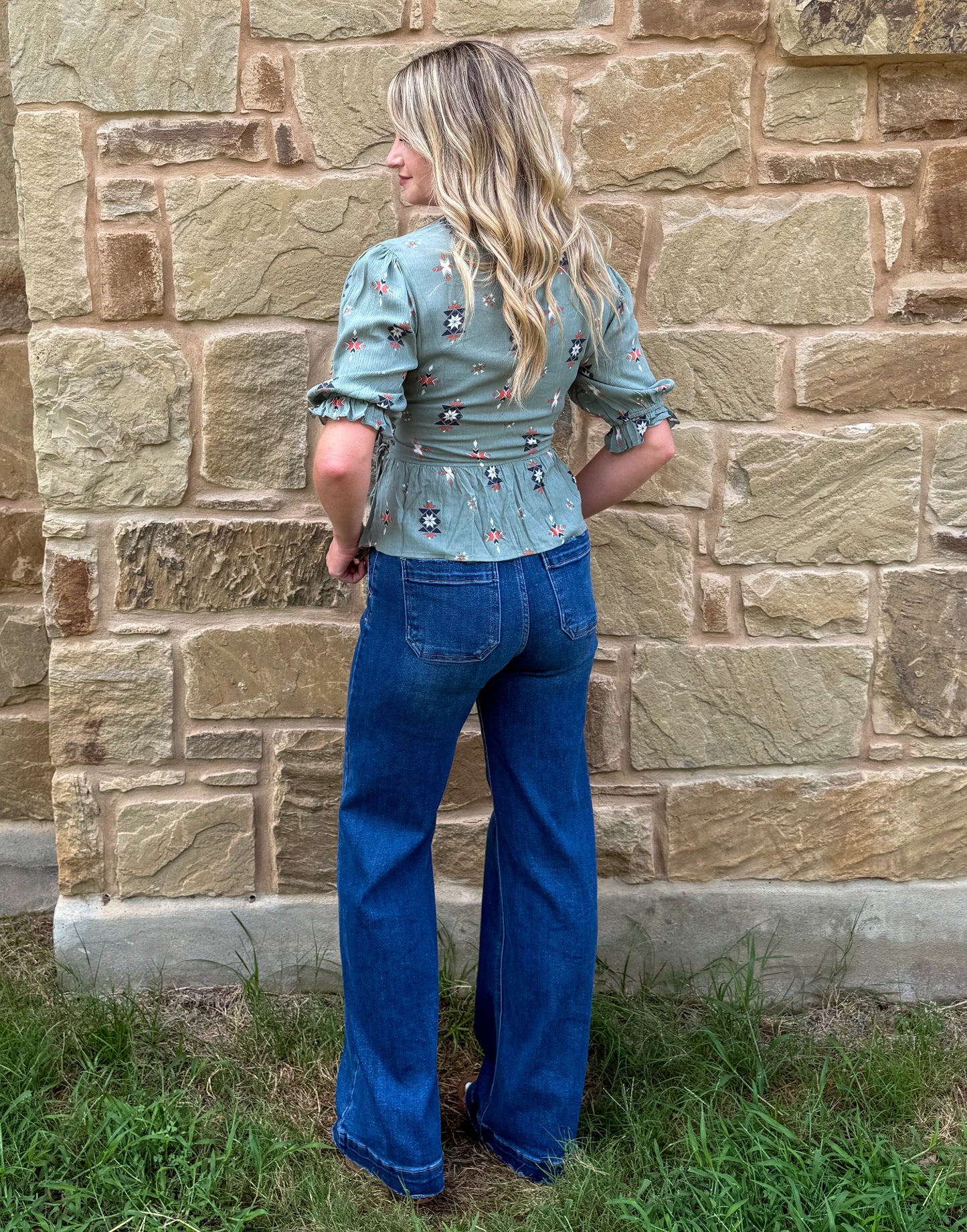 Classy Aztec Blouse *Olive