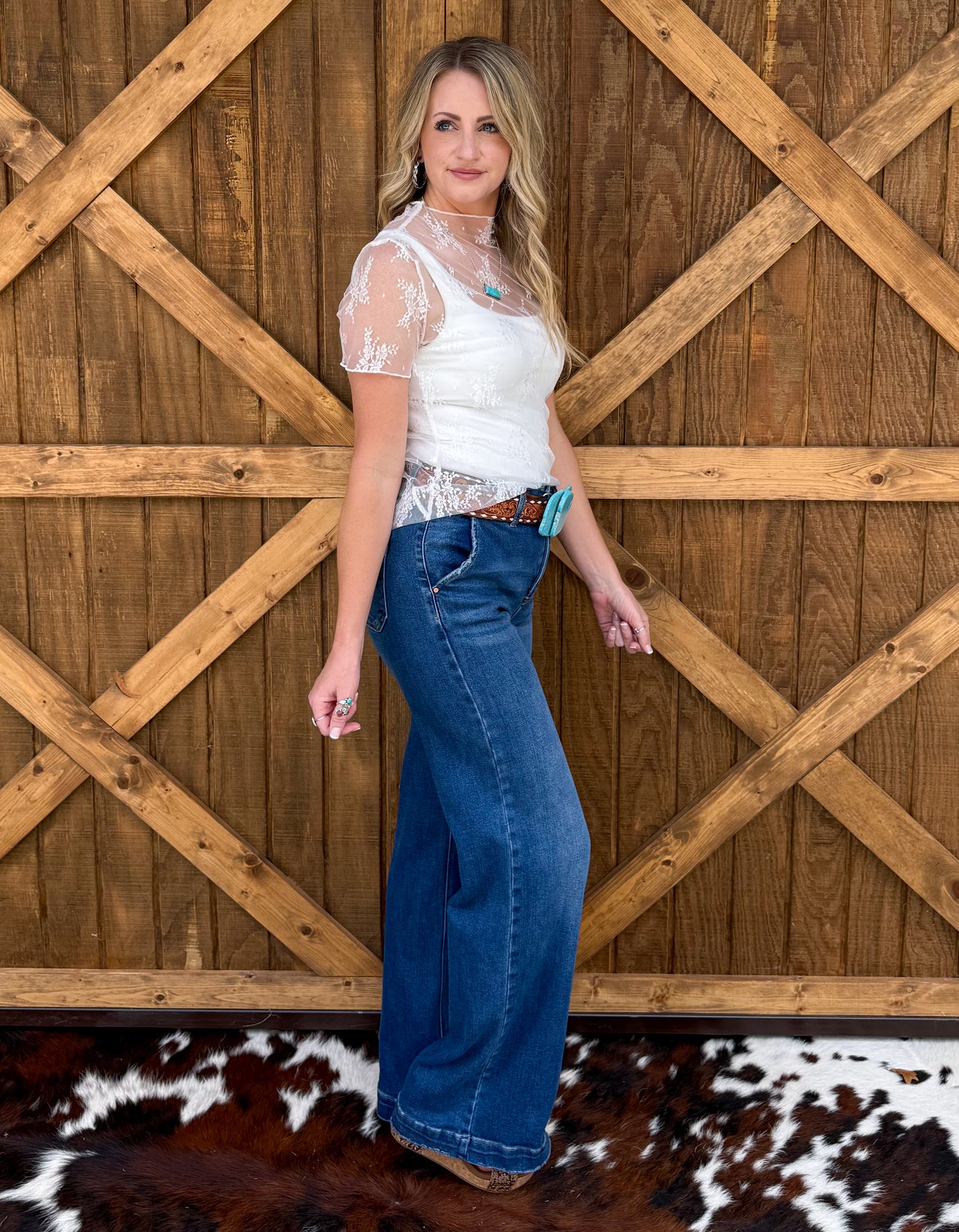 Floral Lace Mesh Top *White