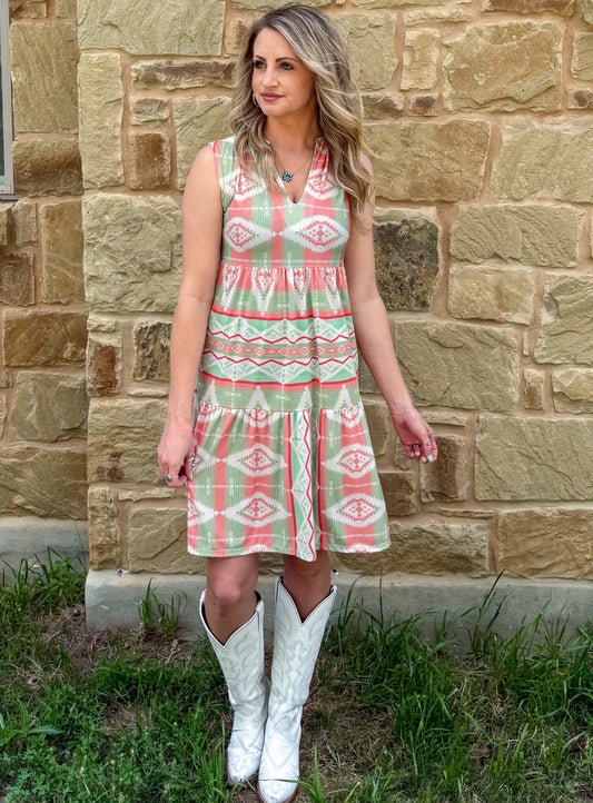 Watermelon Aztec Dress