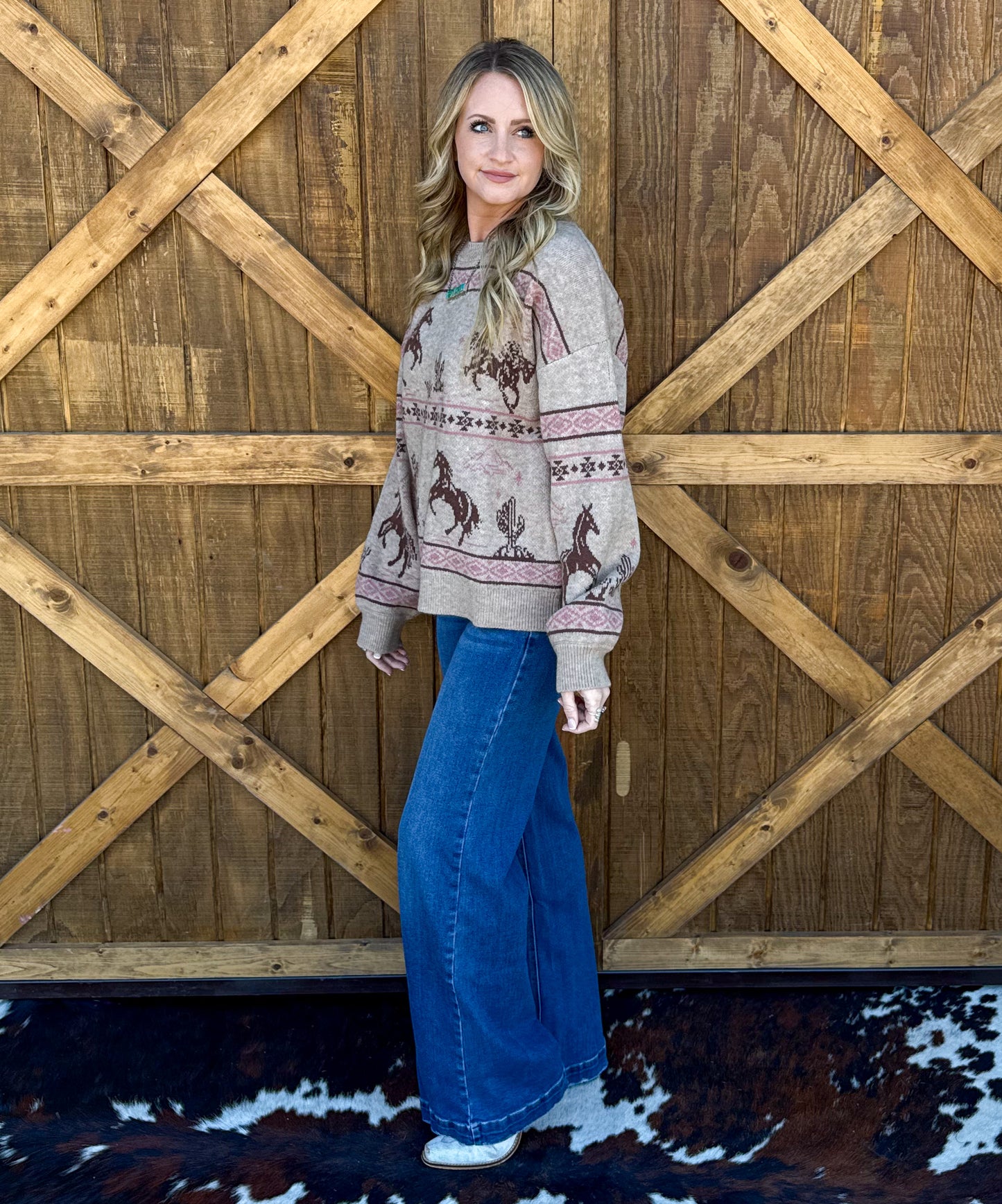 Cozy Horses Sweater *Taupe