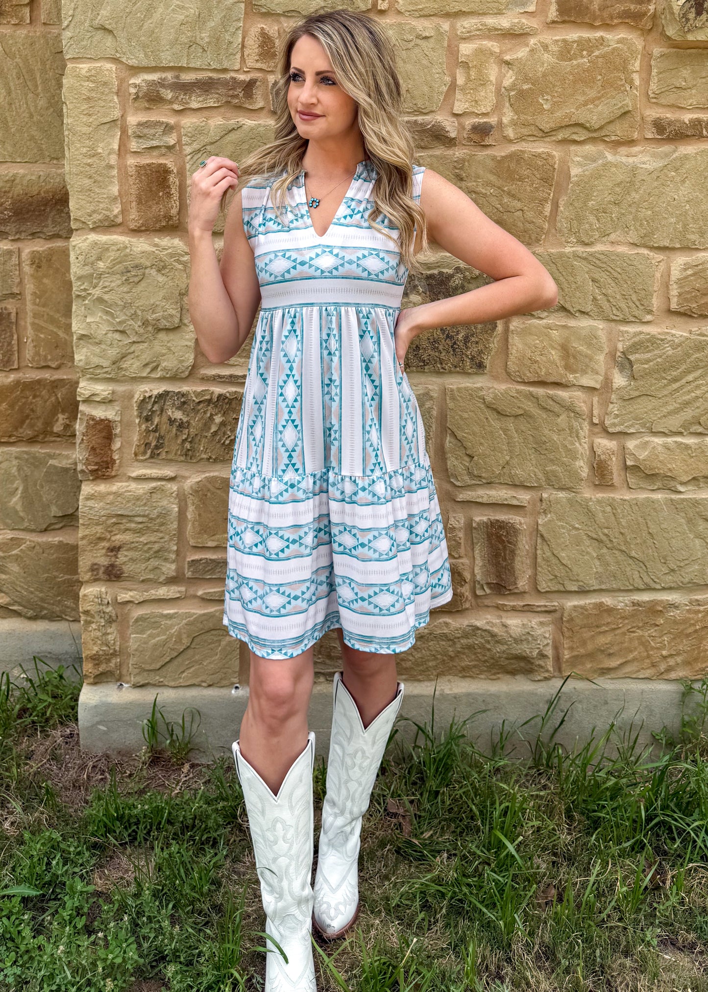 Ocean Vibes Aztec Dress