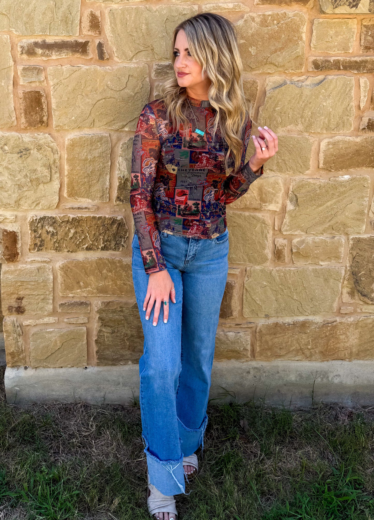 Cheyenne Collage Mesh Top
