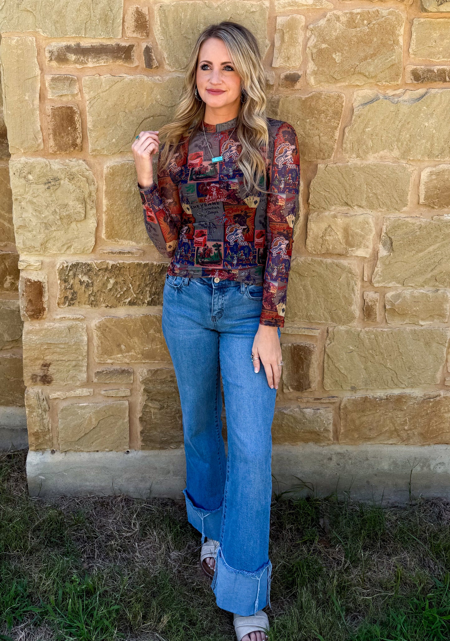 Cheyenne Collage Mesh Top