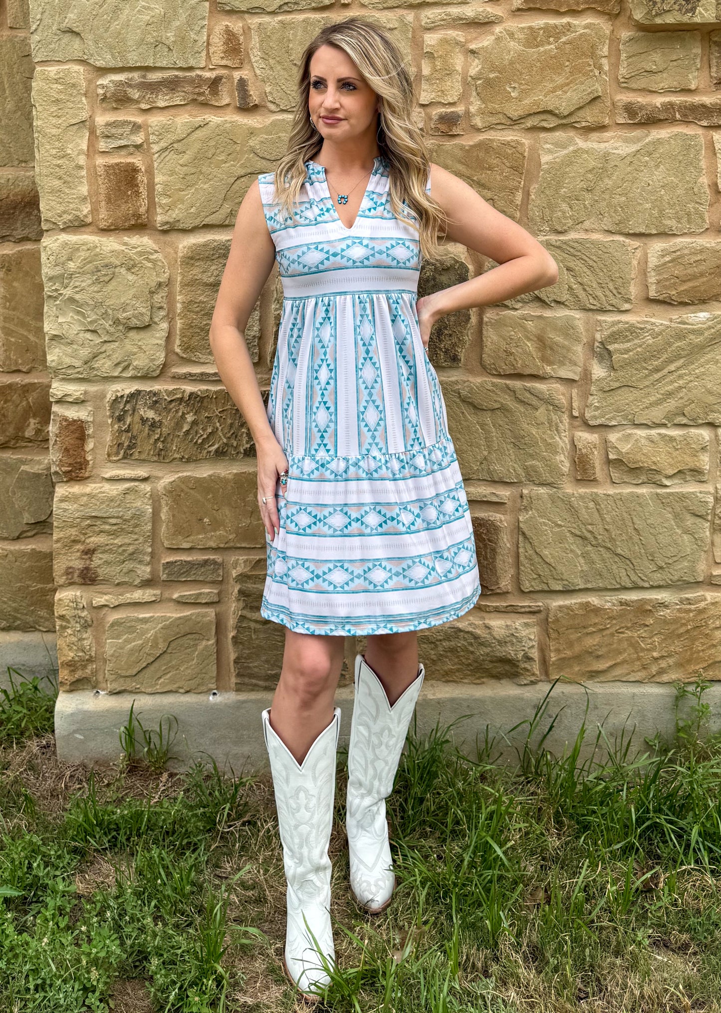 Ocean Vibes Aztec Dress