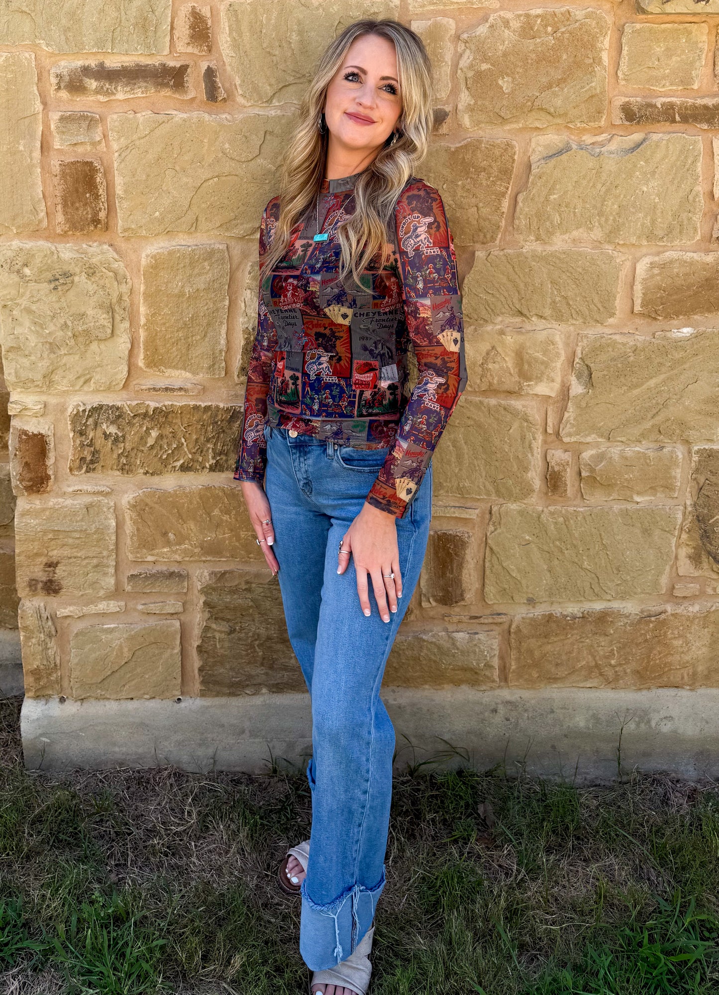Cheyenne Collage Mesh Top