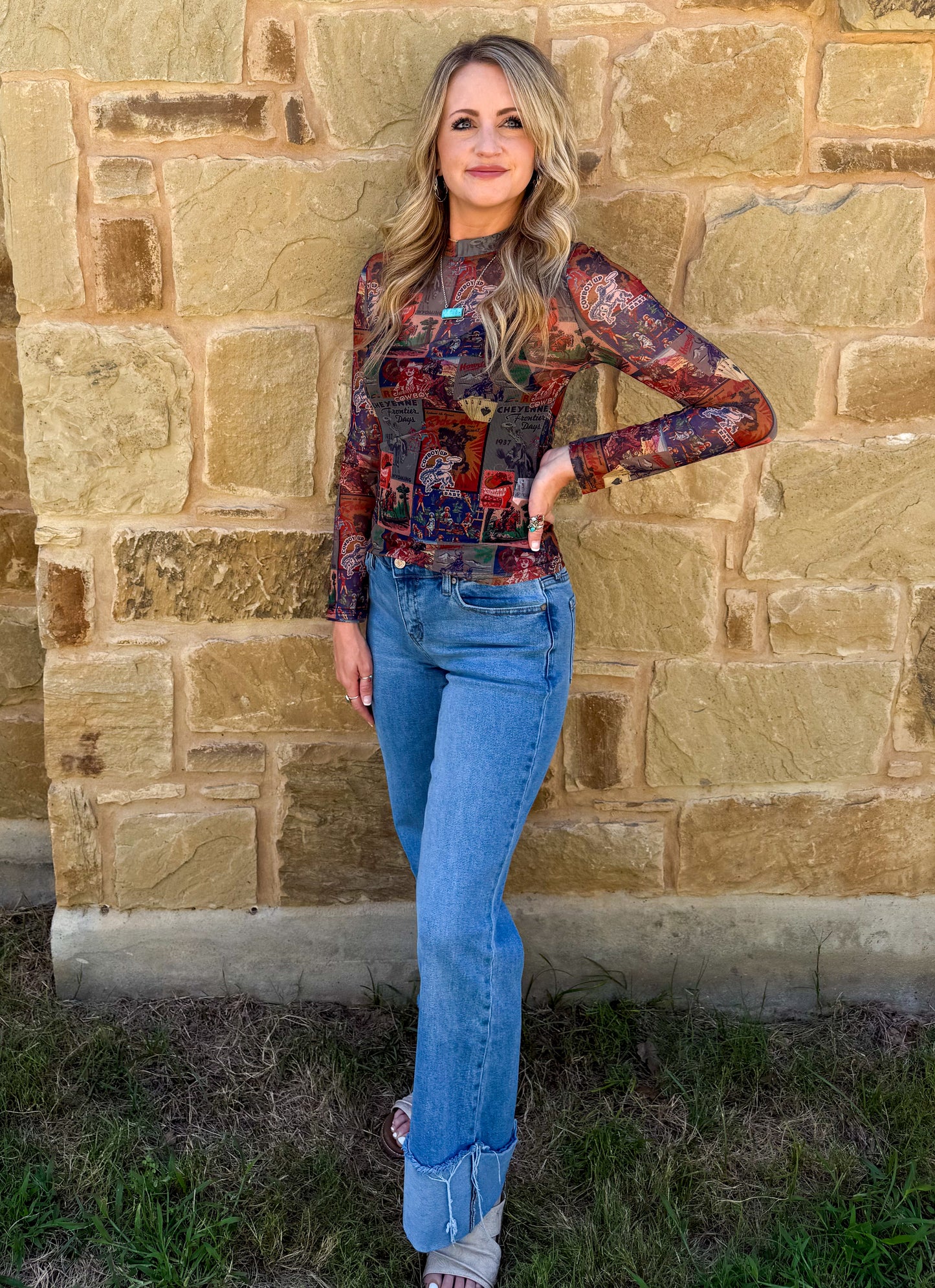 Cheyenne Collage Mesh Top