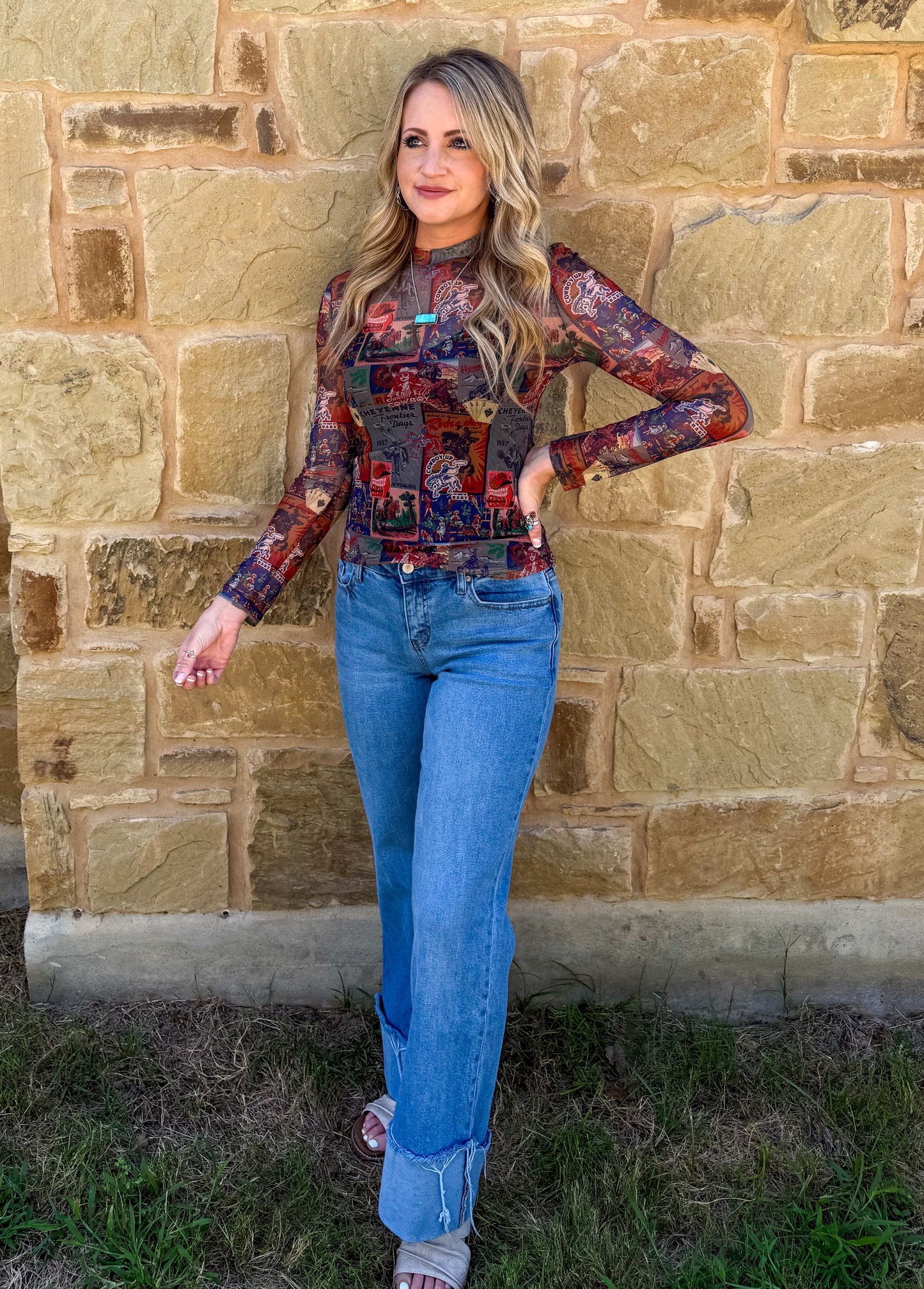 Cheyenne Collage Mesh Top