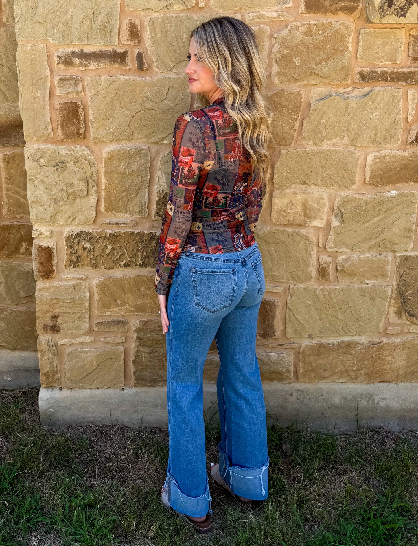 Cheyenne Collage Mesh Top