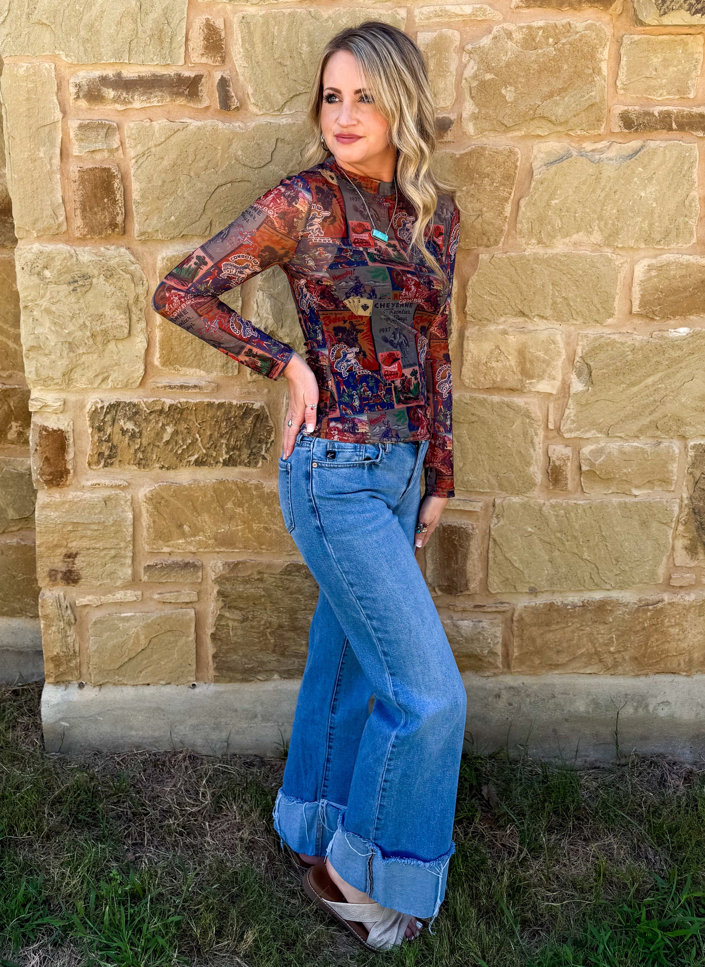 Cheyenne Collage Mesh Top