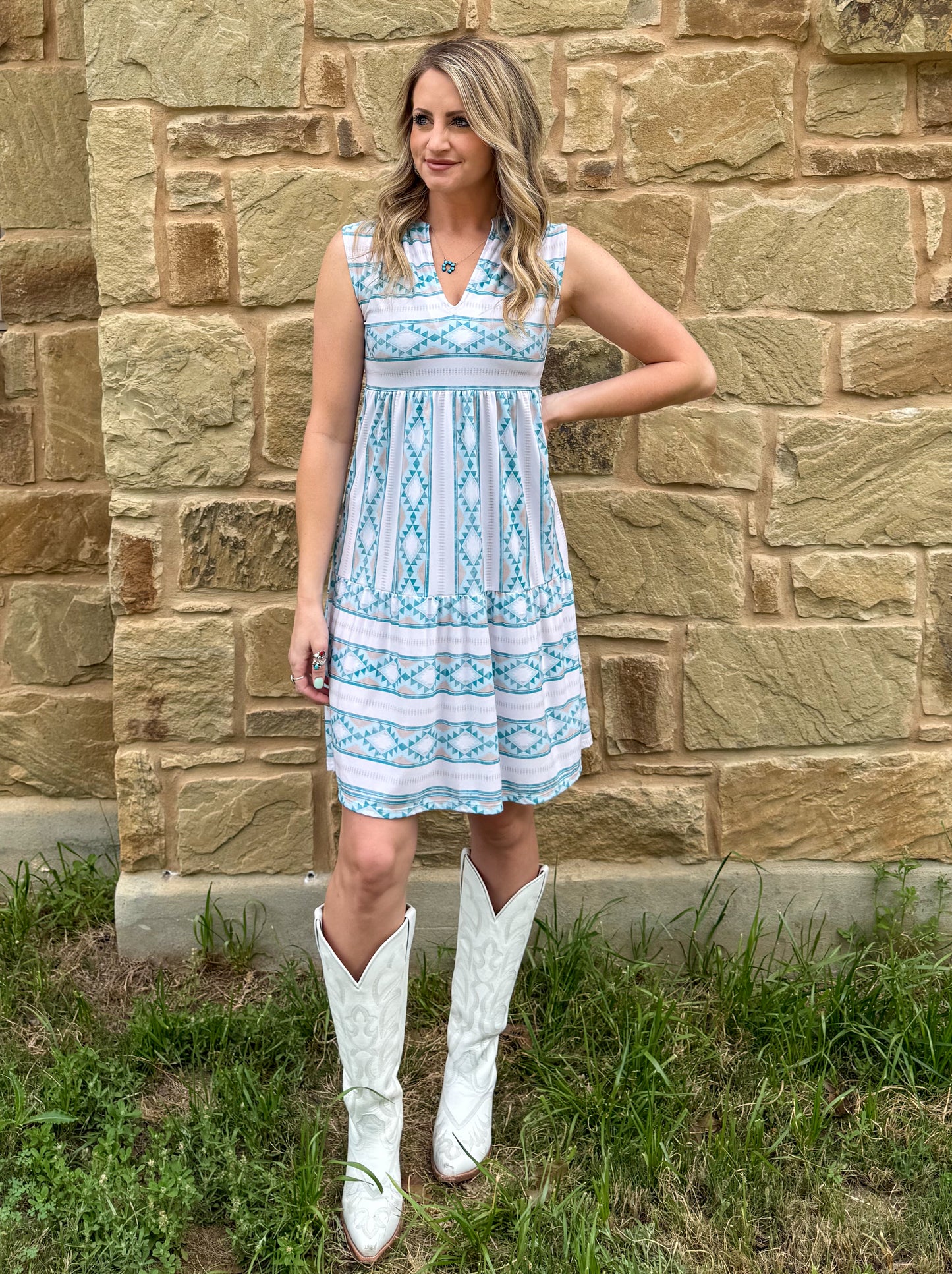 Ocean Vibes Aztec Dress