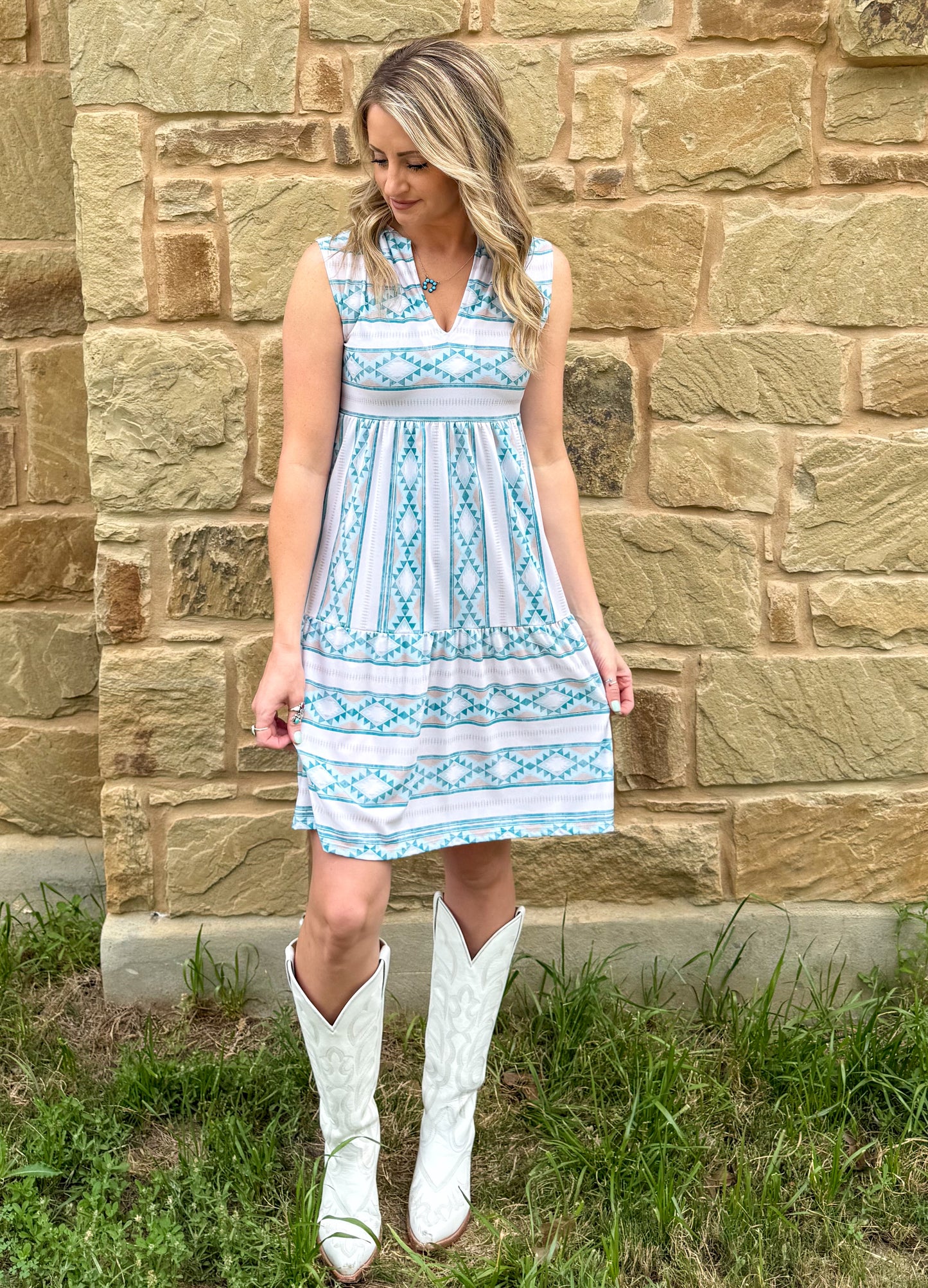 Ocean Vibes Aztec Dress