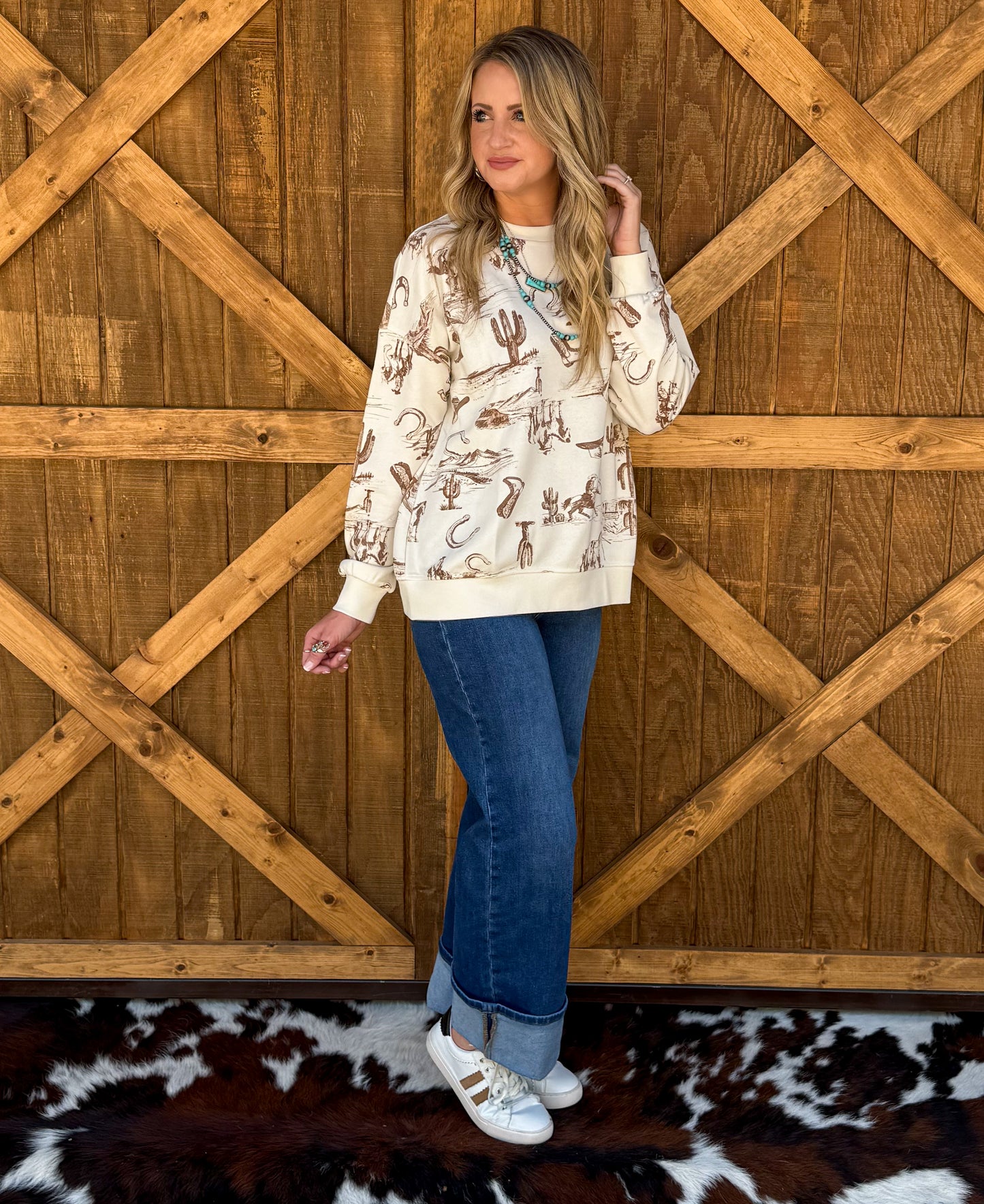 Western Print Sweatshirt