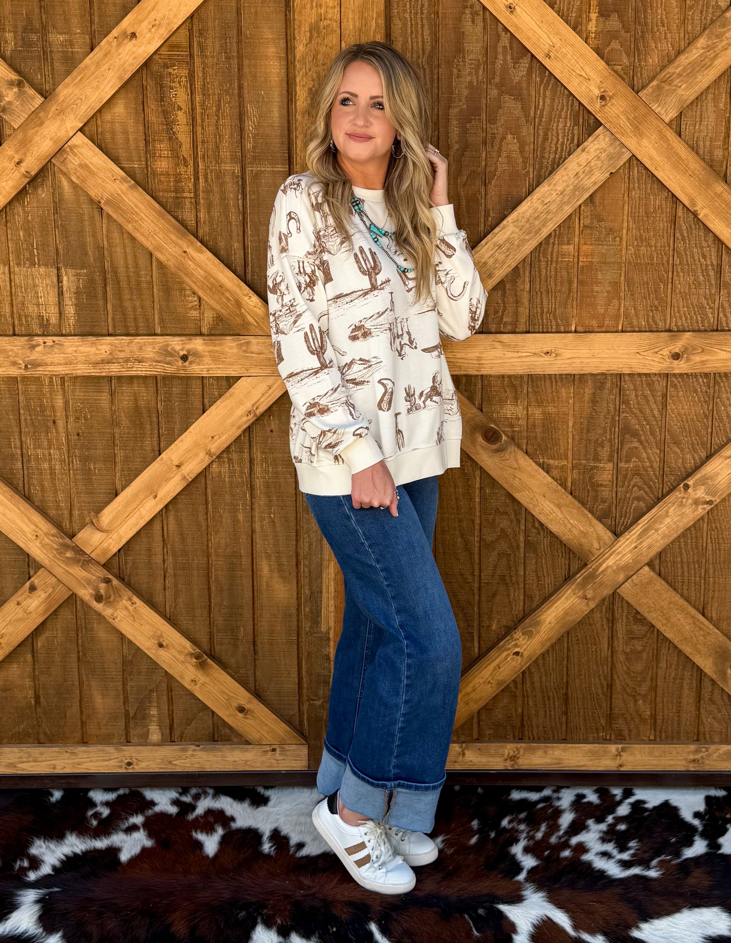 Western Print Sweatshirt