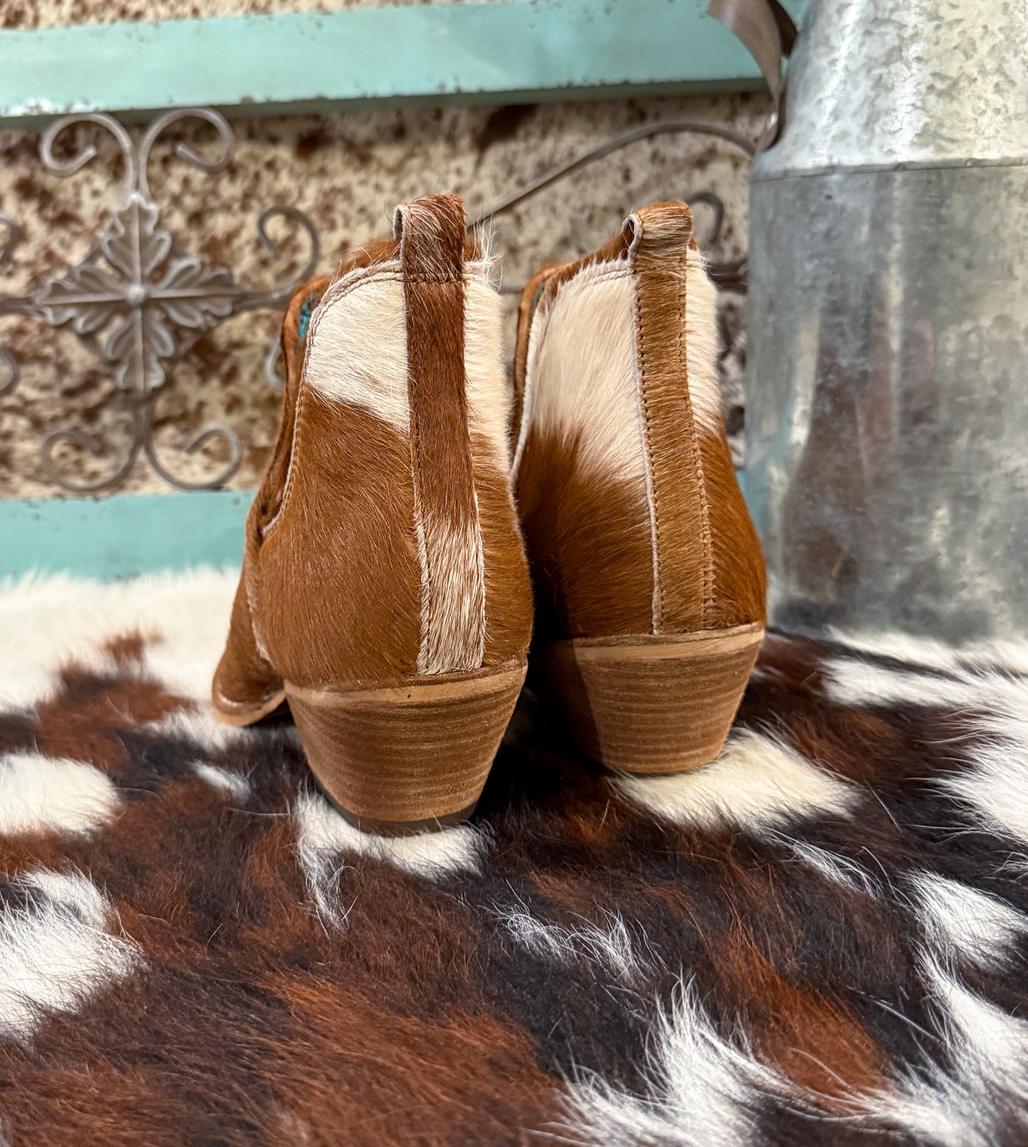 Sunset Bloom Cowhide Booties