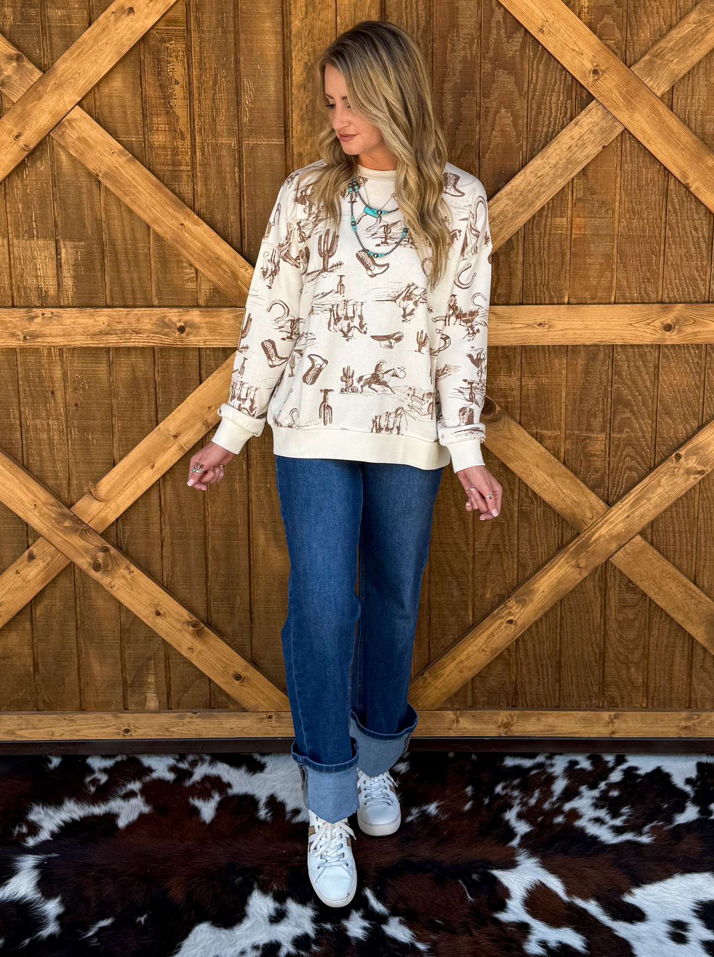 Western Print Sweatshirt