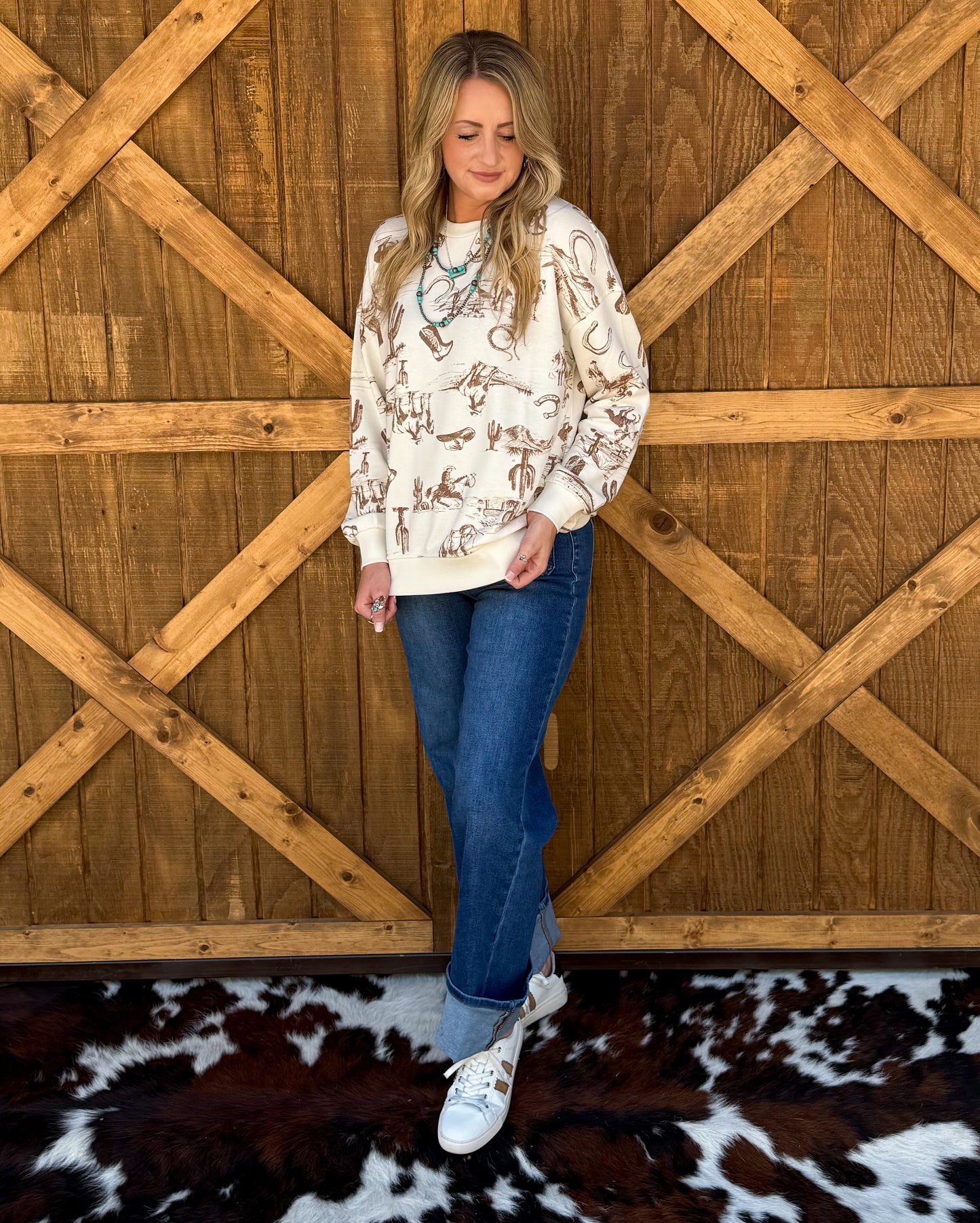 Western Print Sweatshirt