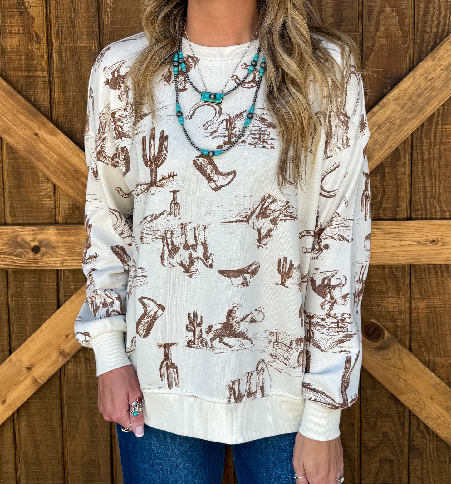Western Print Sweatshirt