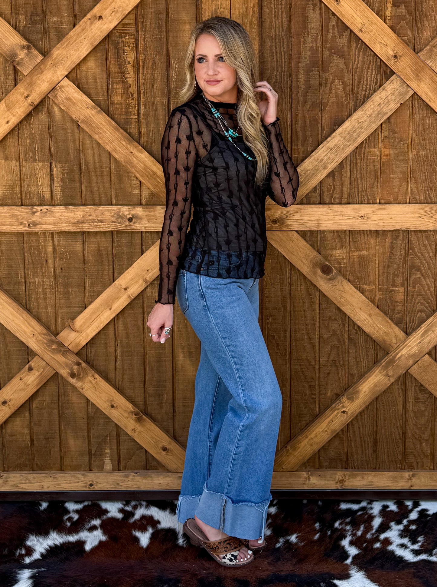 Lariat Lace Mesh Top *Midnight