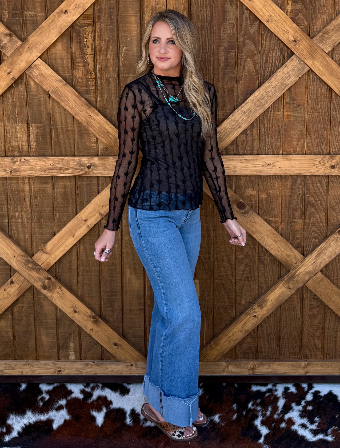 Lariat Lace Mesh Top *Midnight
