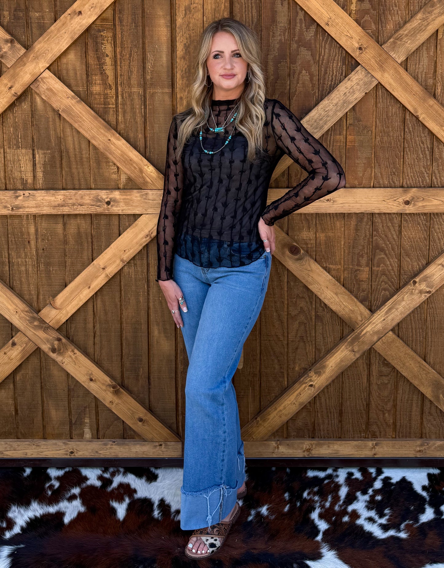 Lariat Lace Mesh Top *Midnight