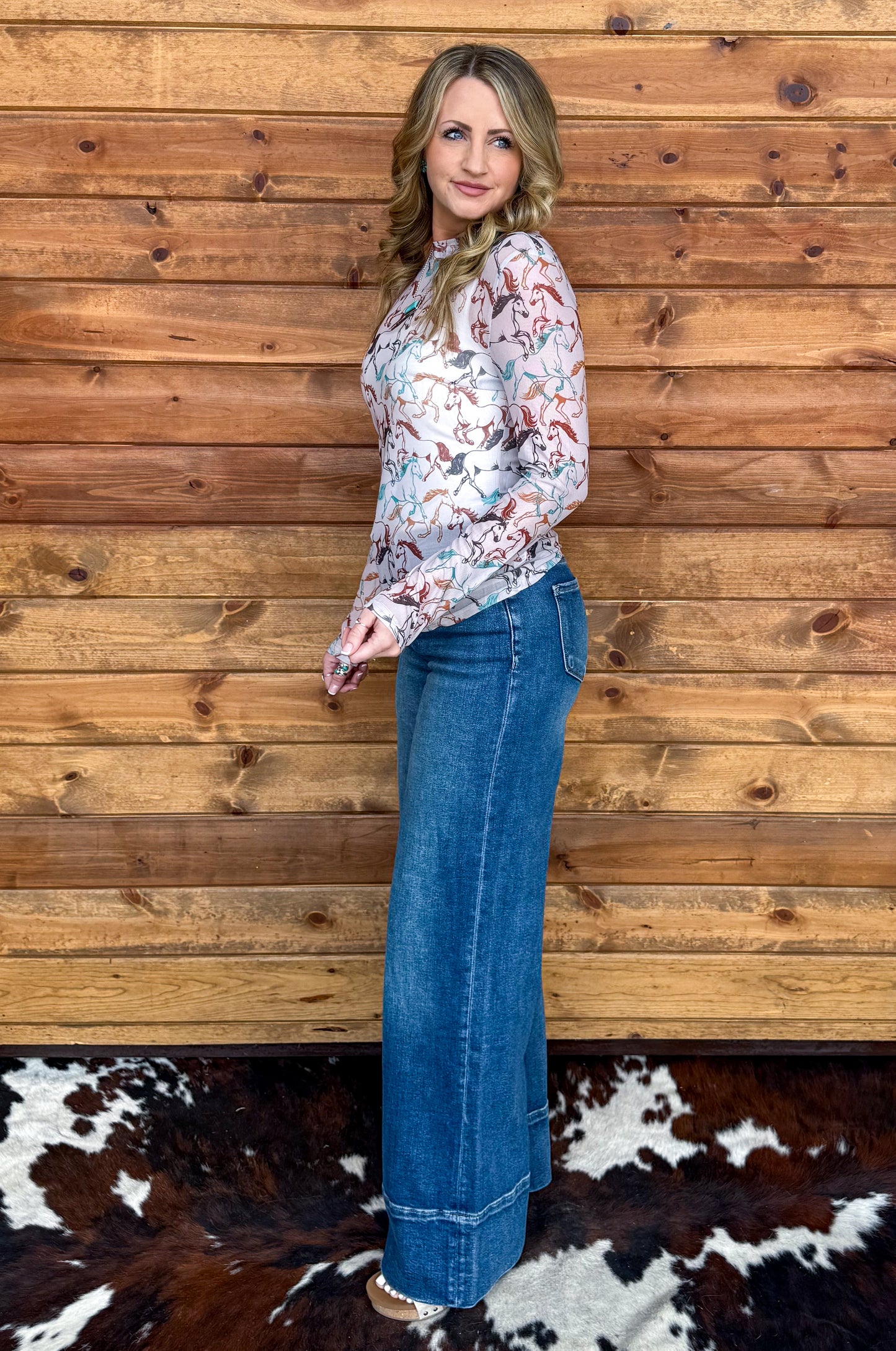 Colorful Horses Mesh Top