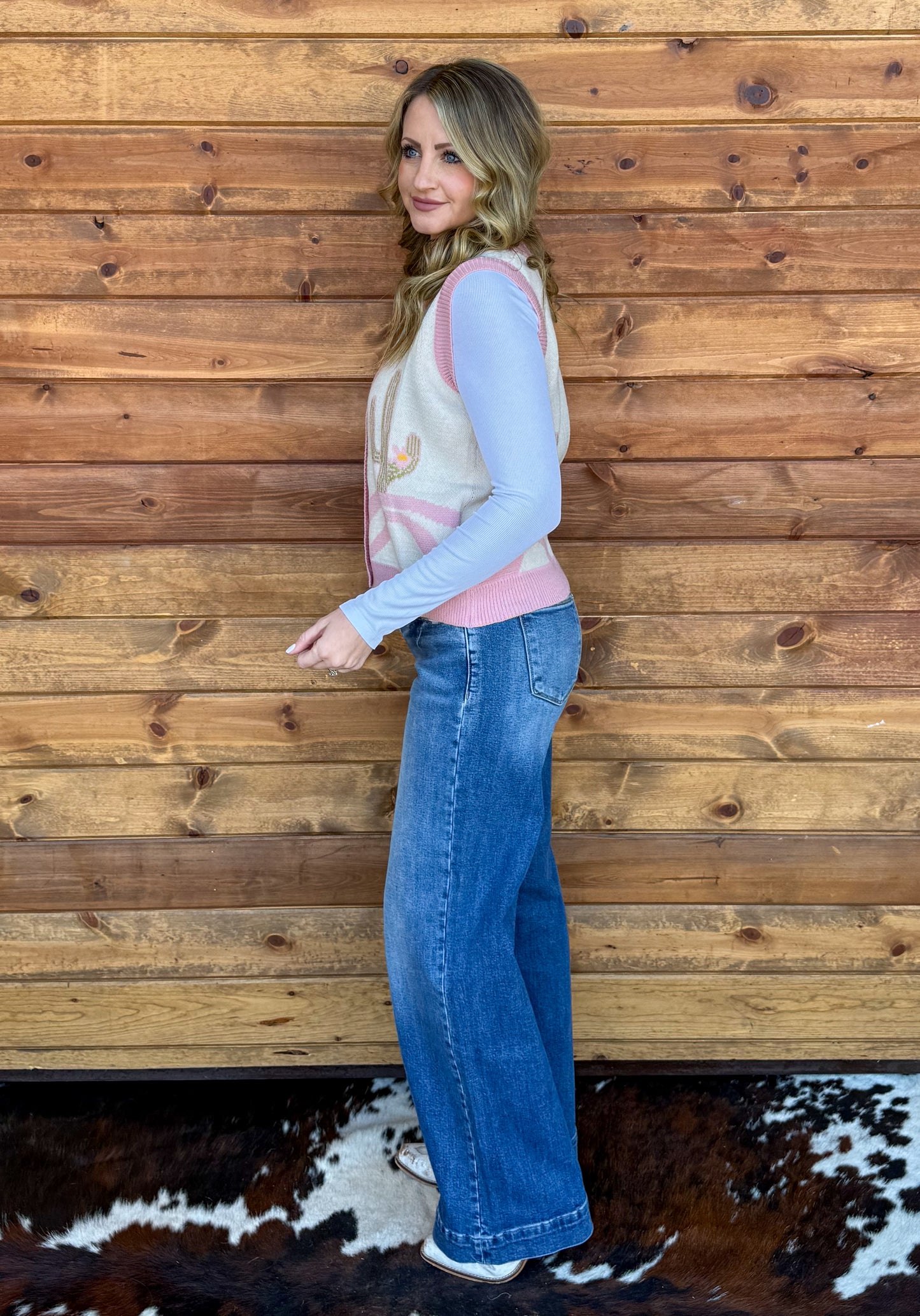 Pink Cactus Sweater Vest