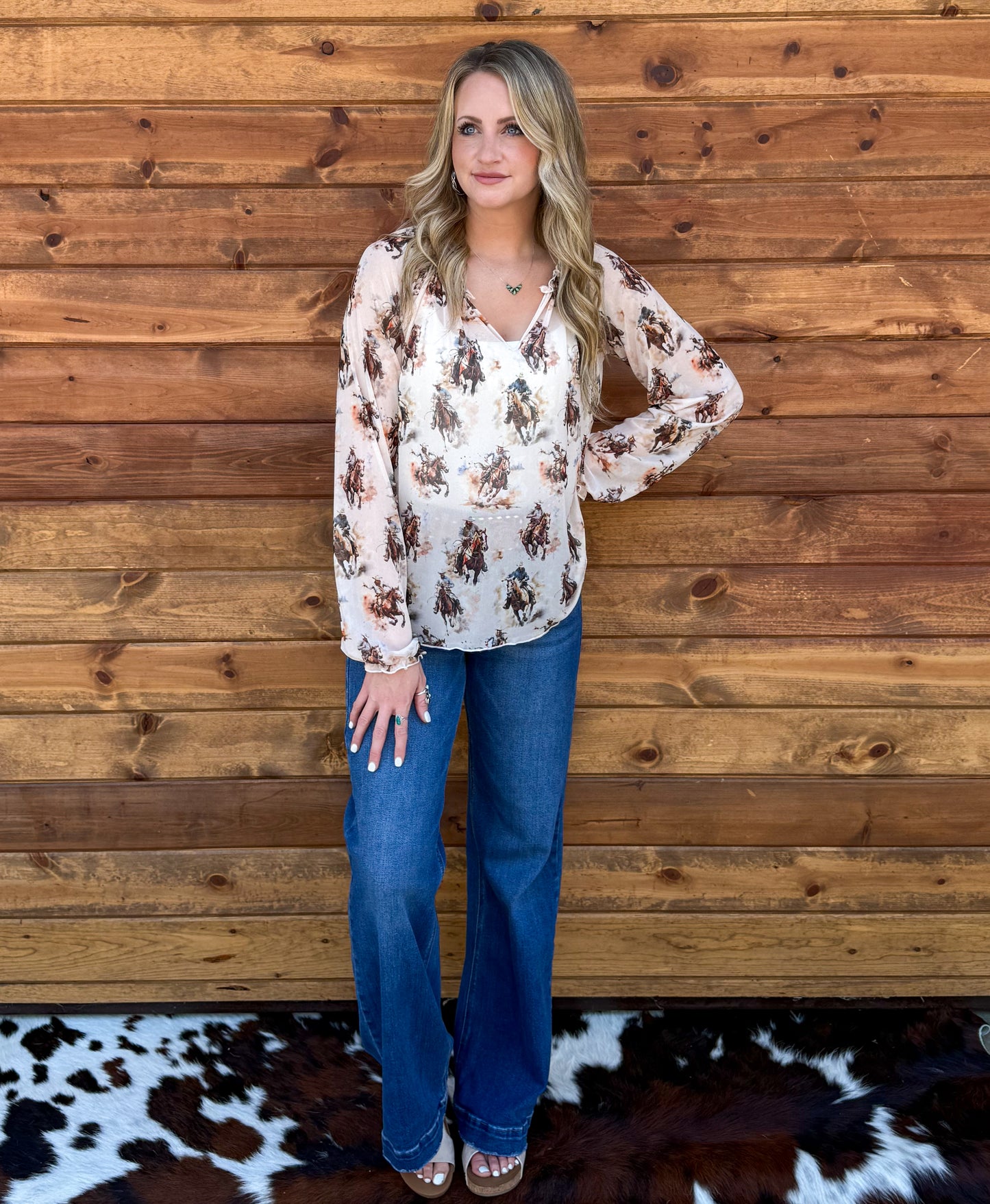 Rowdy Cowboy Mesh Blouse