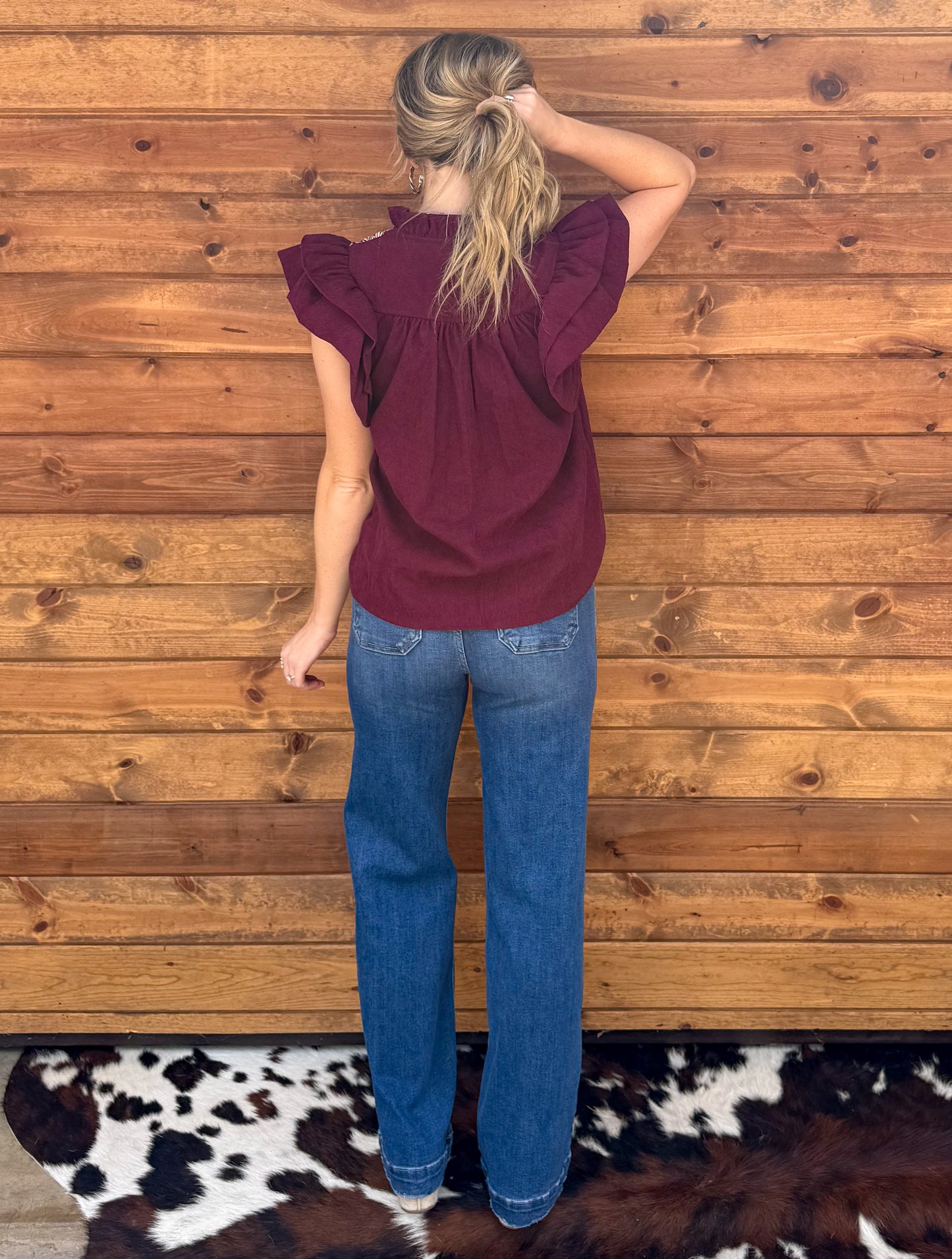 Bella Embroidered Blouse *Burgundy