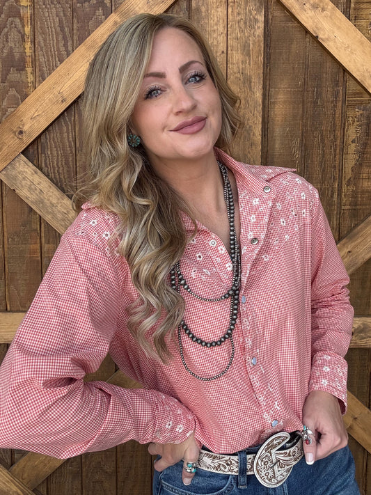 Red Rodeo Pearl Snap Top
