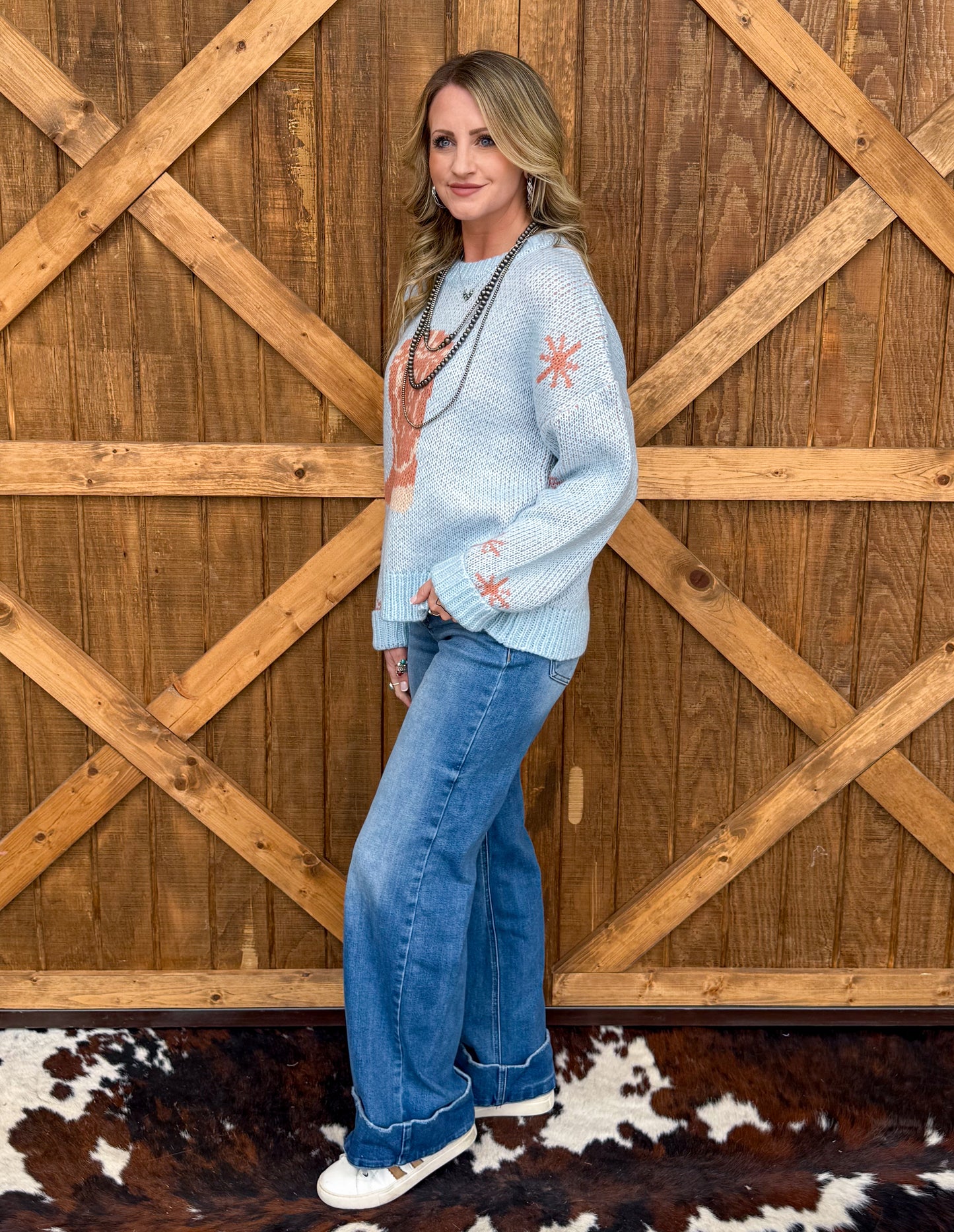 Rodeo Boots Sweater *Sky