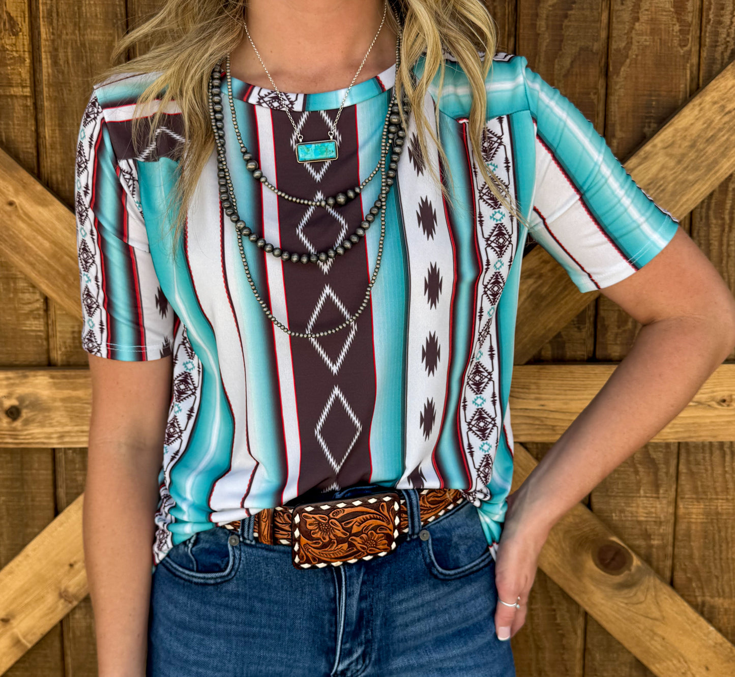 90’s Country Turquoise Top
