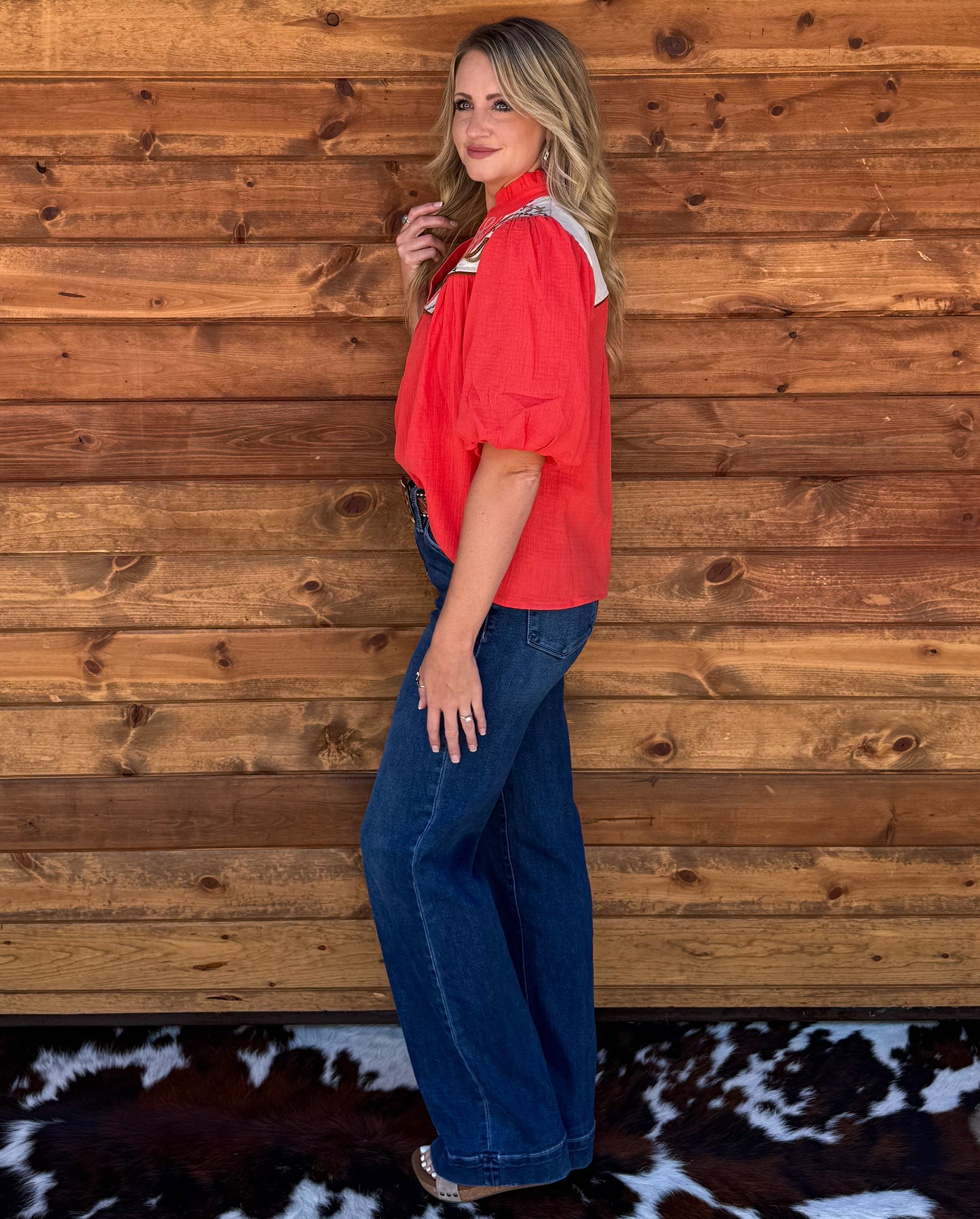 Western Embroidered Blouse *Orange