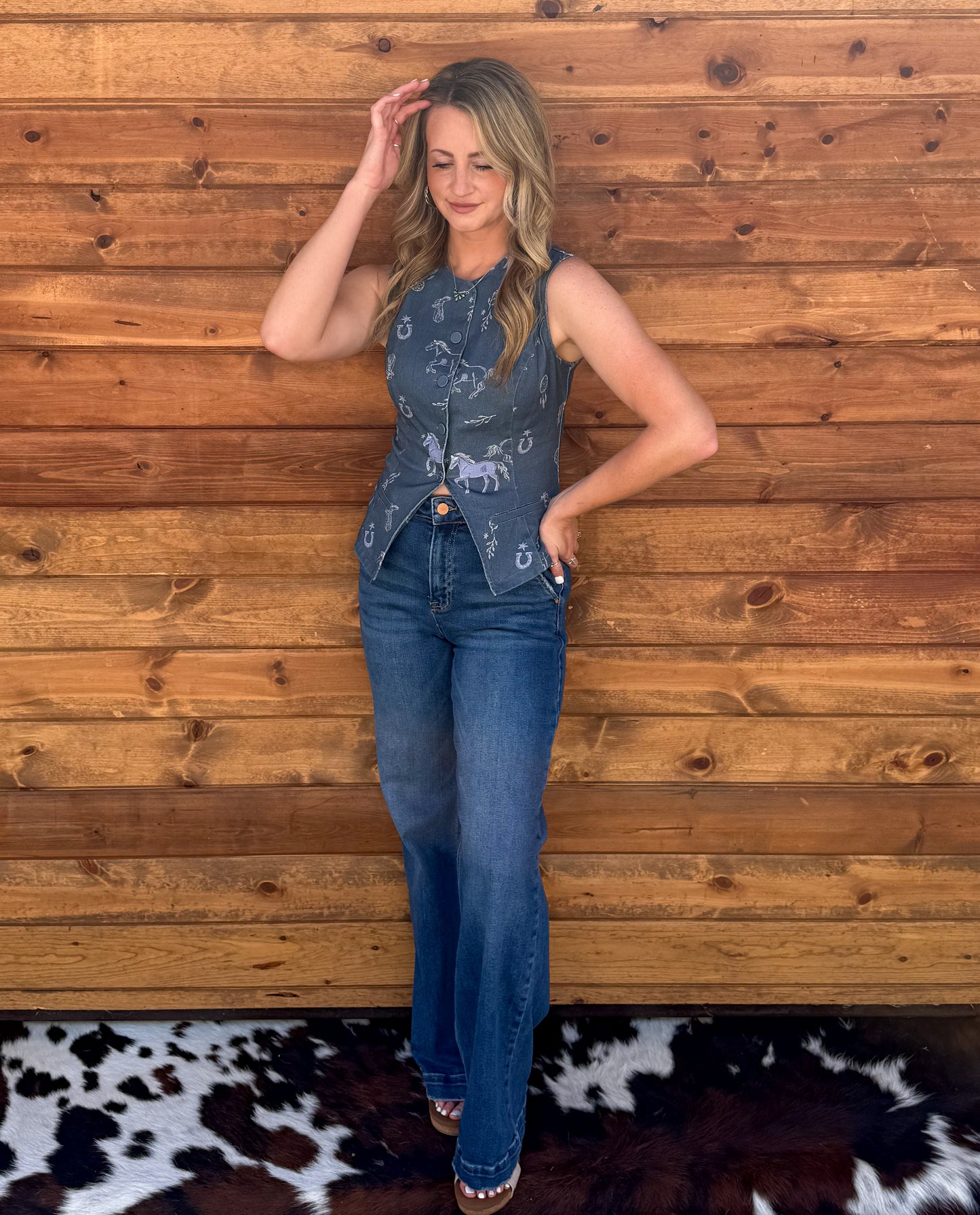 Free Horses Button-Up Tank