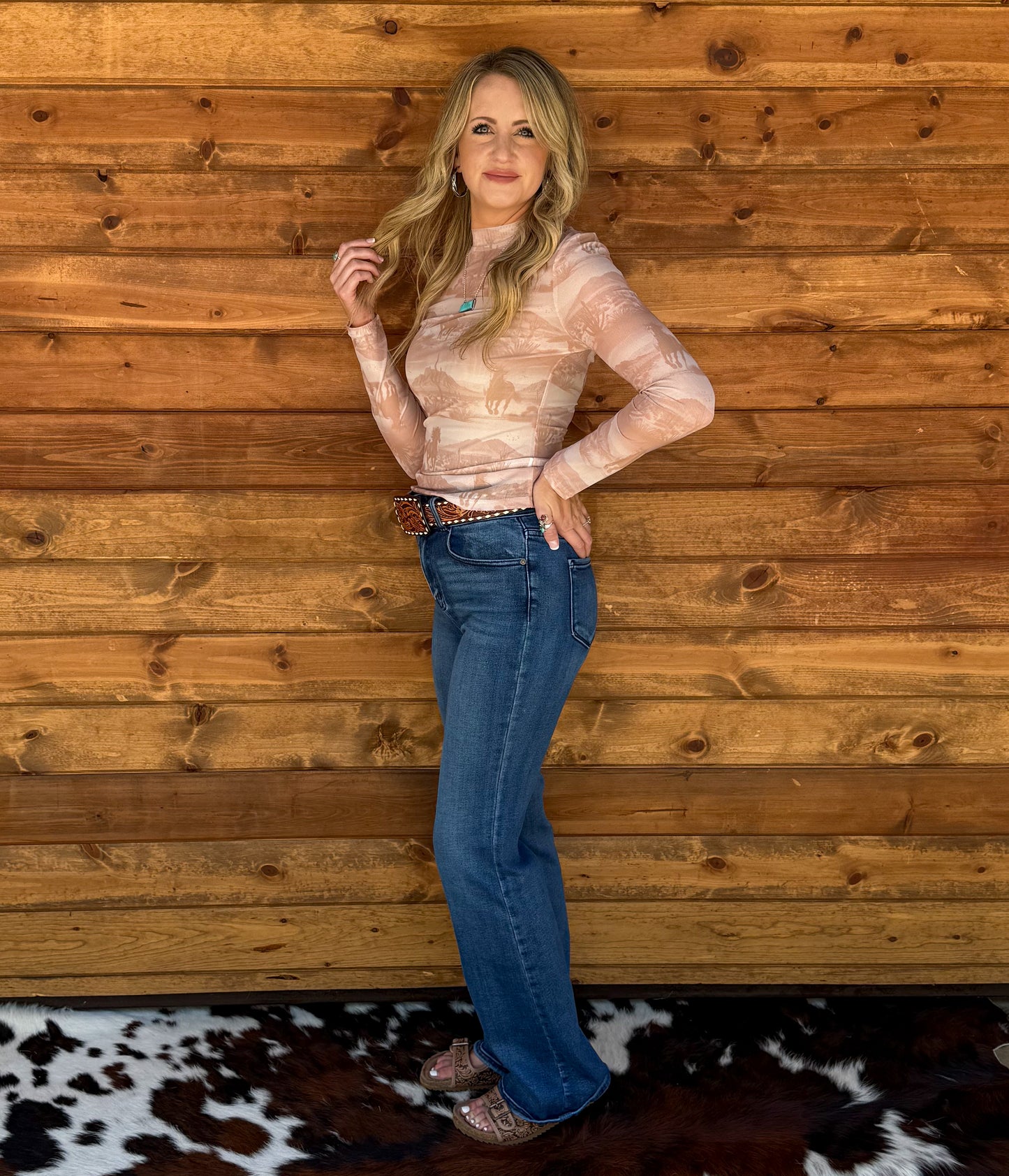 Beige Desert Mesh Top