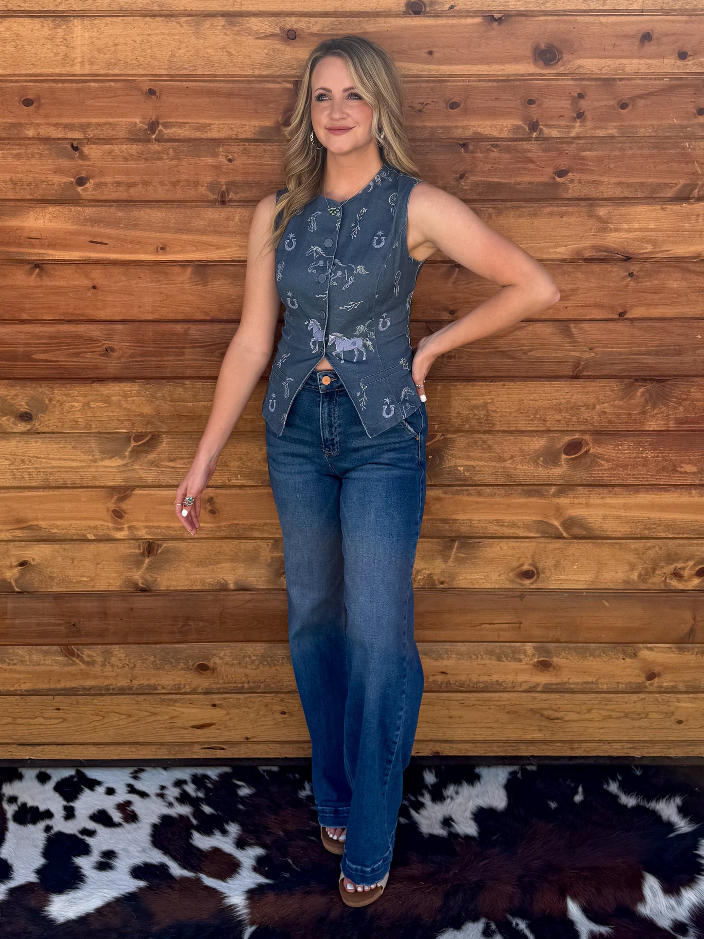 Free Horses Button-Up Tank