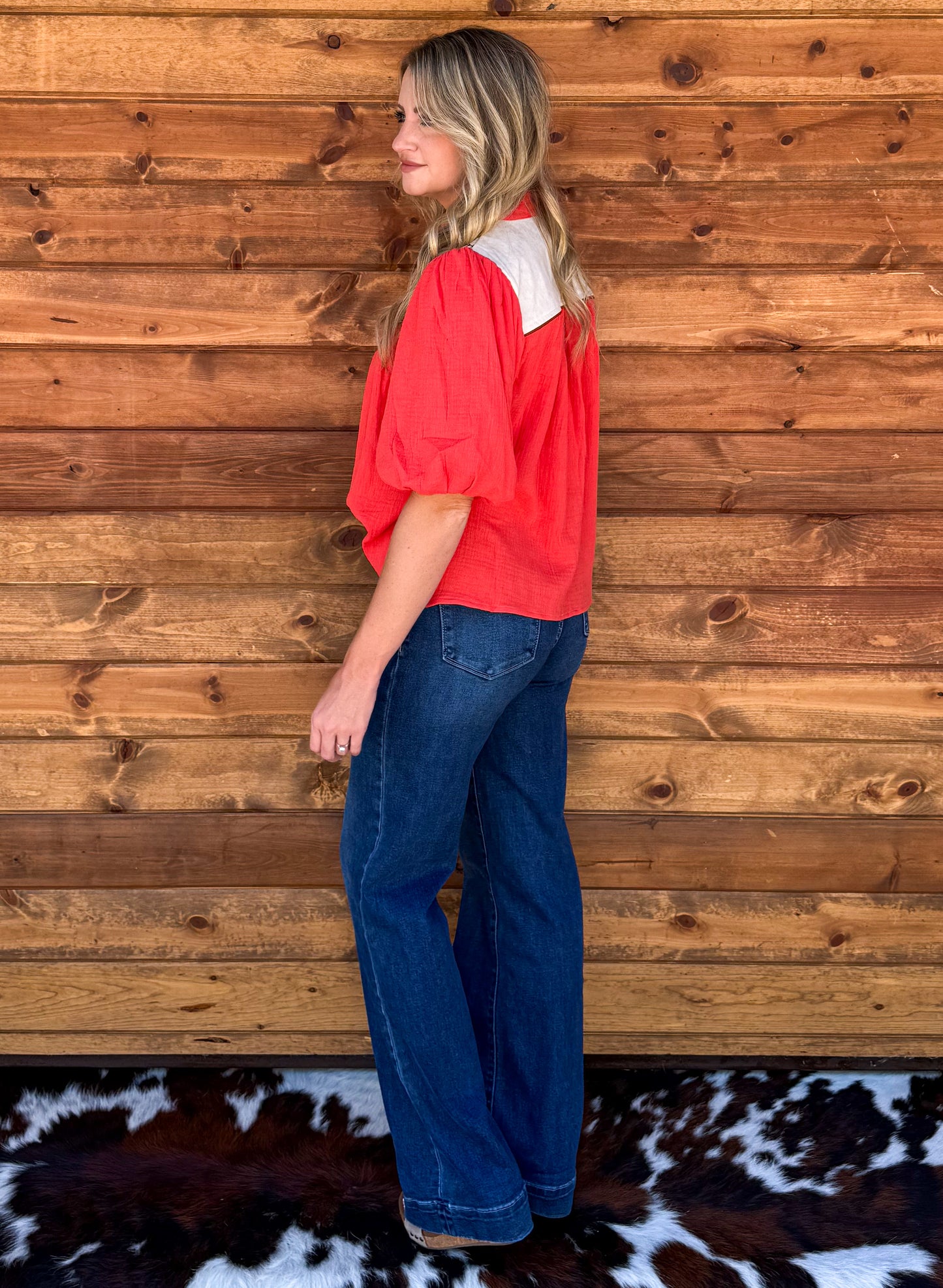 Western Embroidered Blouse *Orange