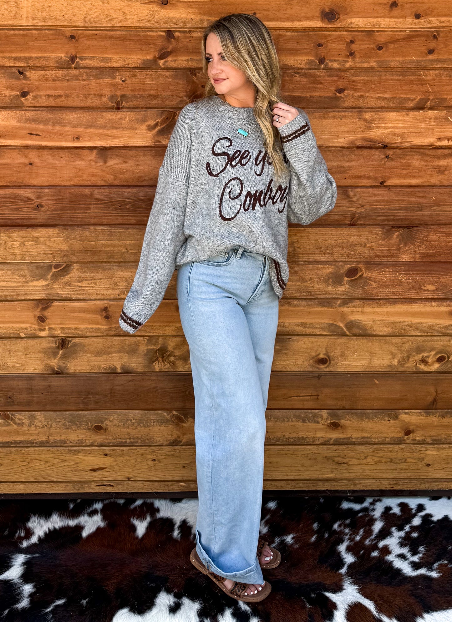 See You Cowboy Sweater *Grey