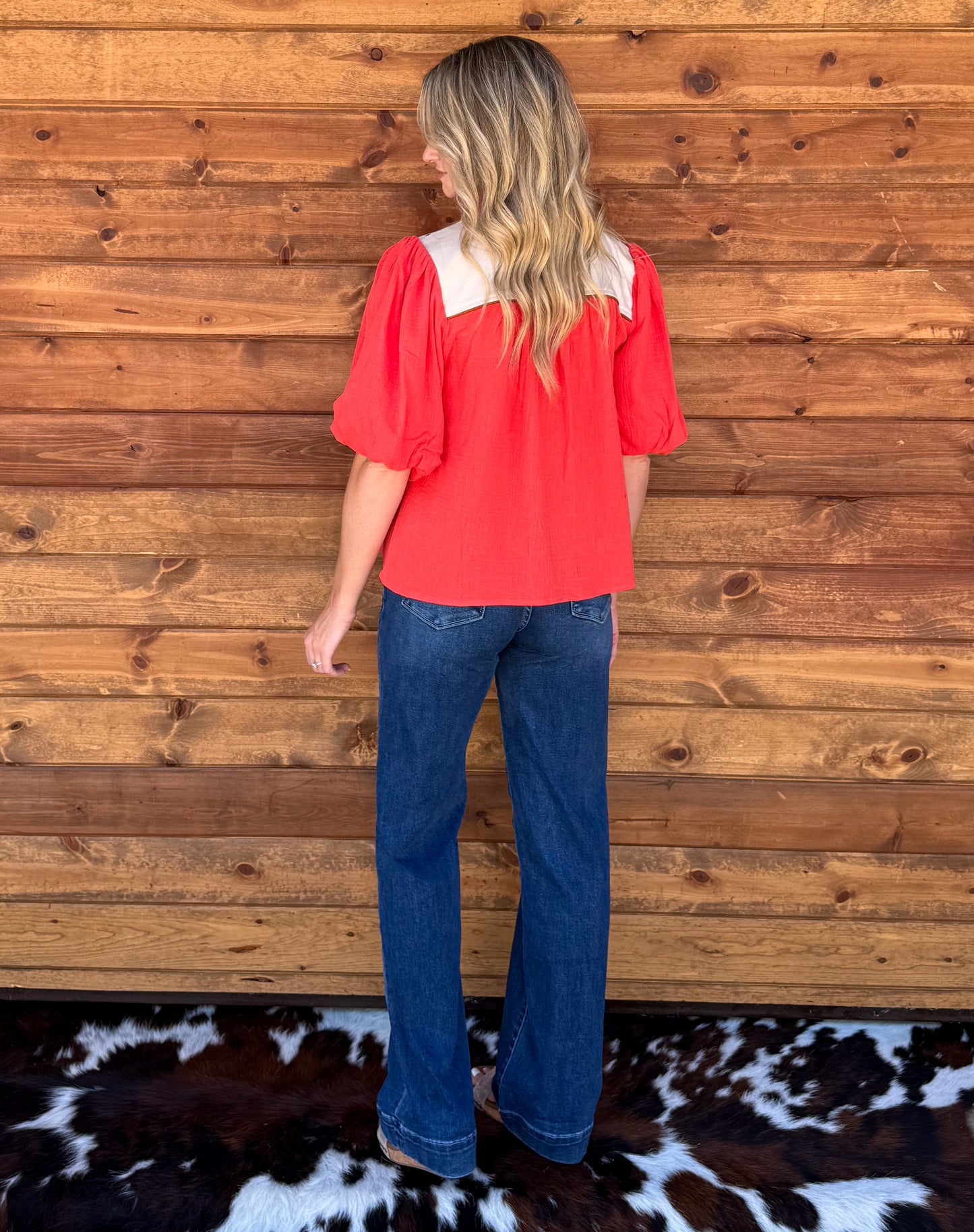 Western Embroidered Blouse *Orange