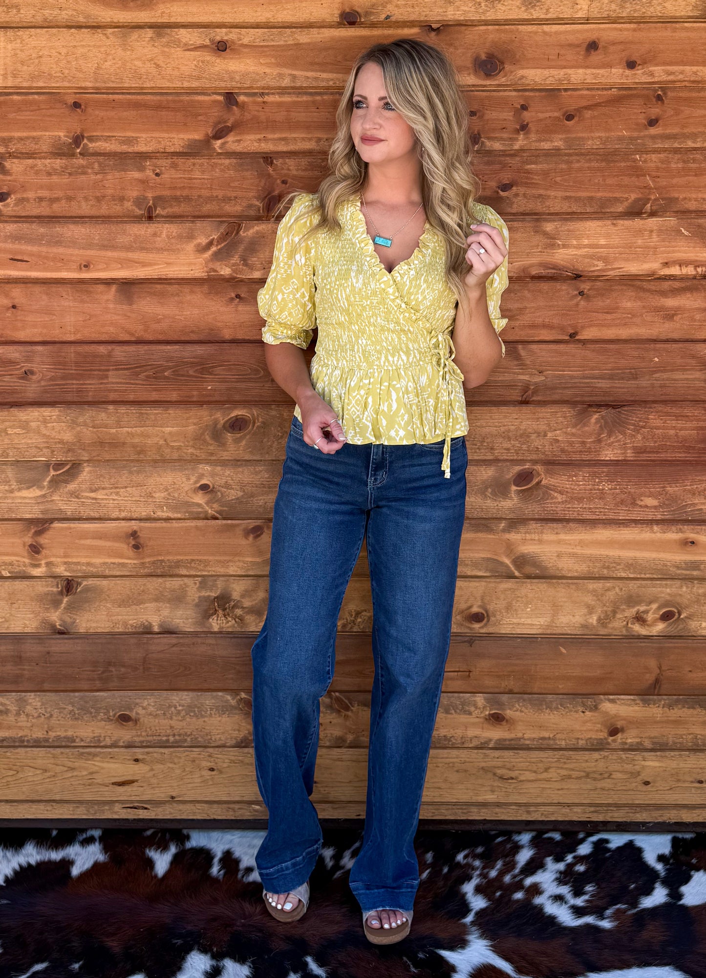 Classy Aztec Blouse *Lime