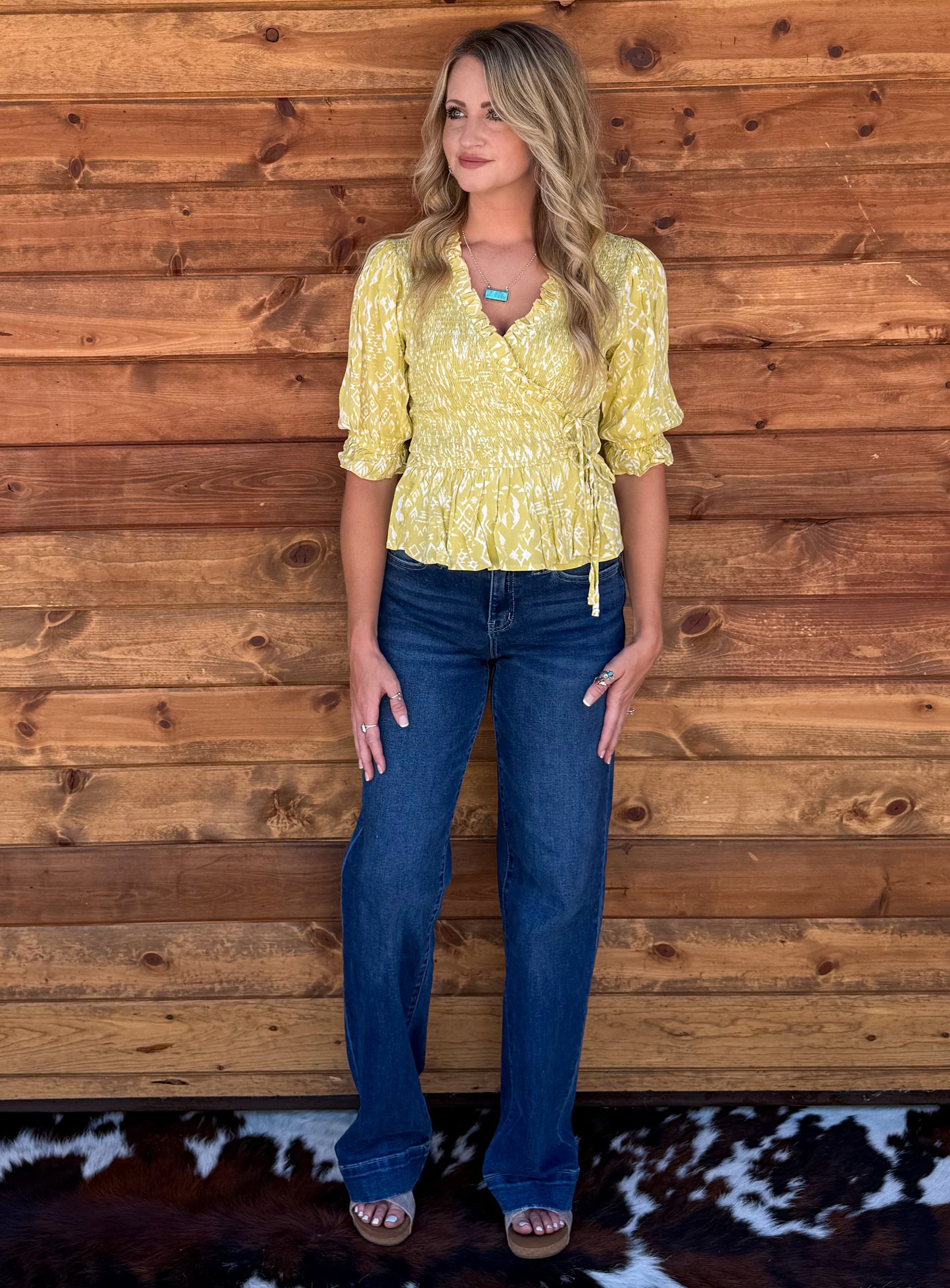 Classy Aztec Blouse *Lime