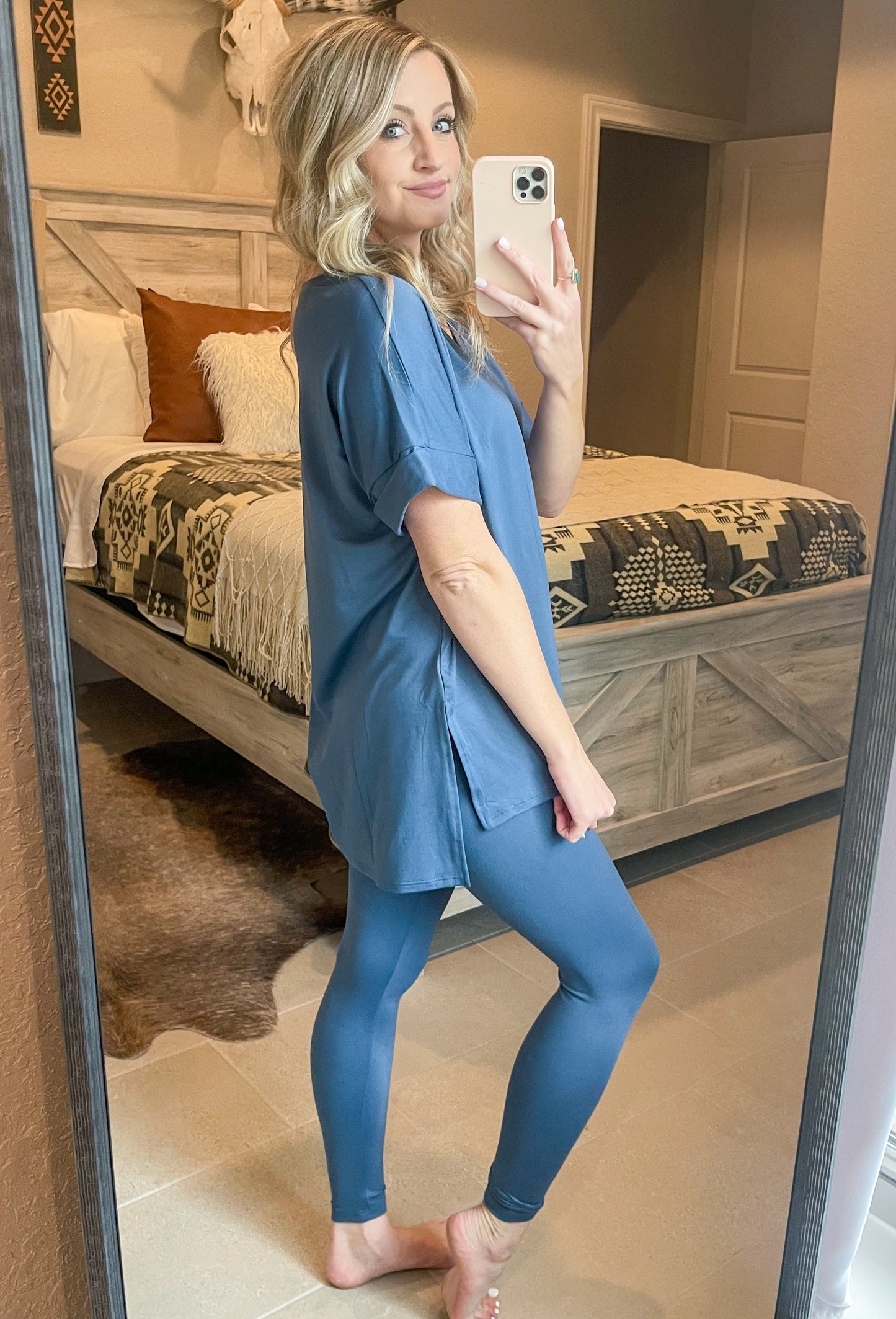 Get Comfy Lounge Set Short Sleeve *Dusty Blue