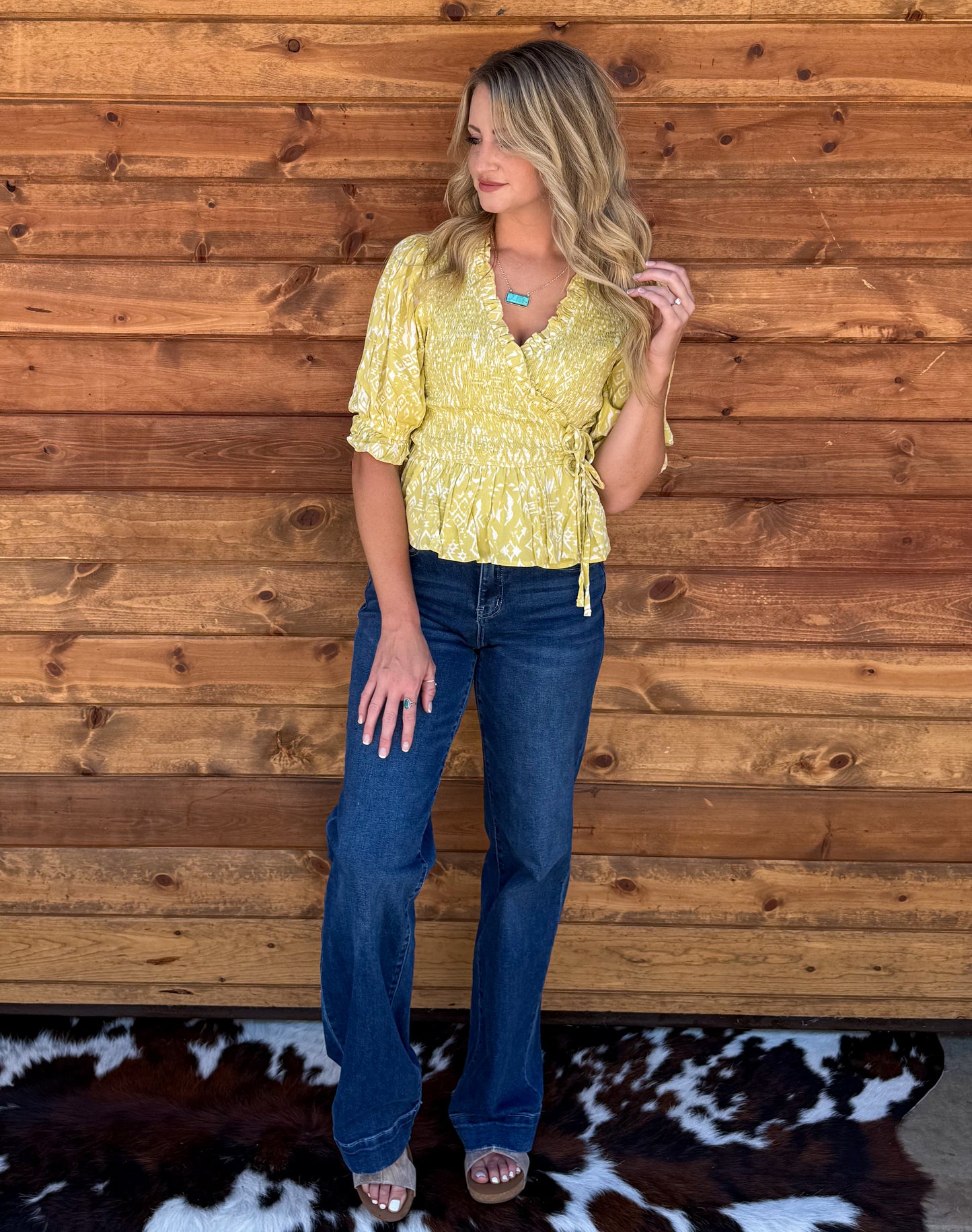 Classy Aztec Blouse *Lime