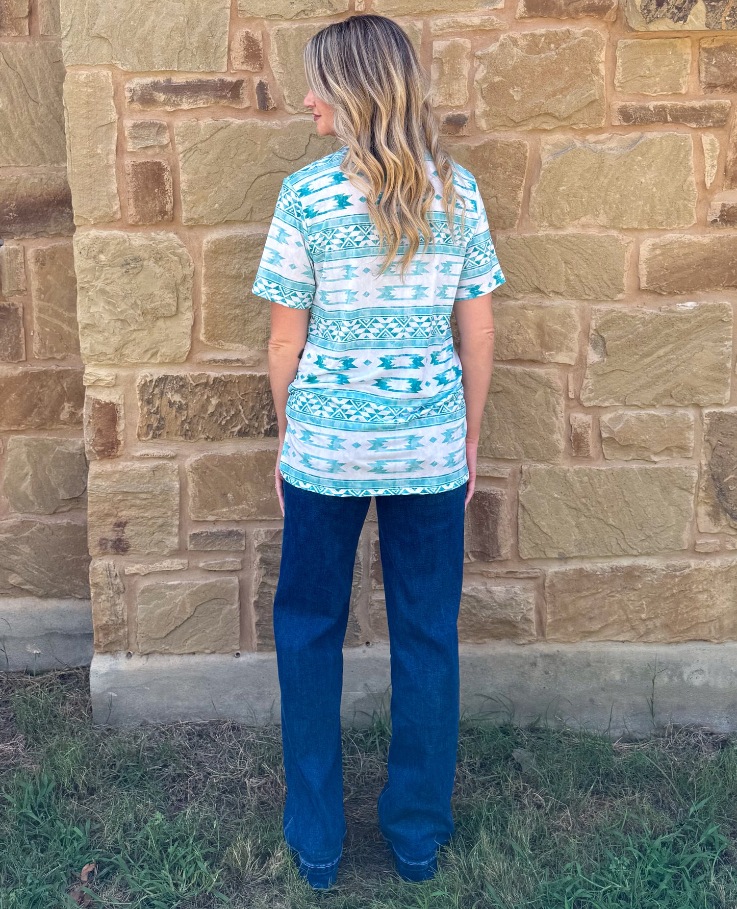 Turquoise Aztec Top