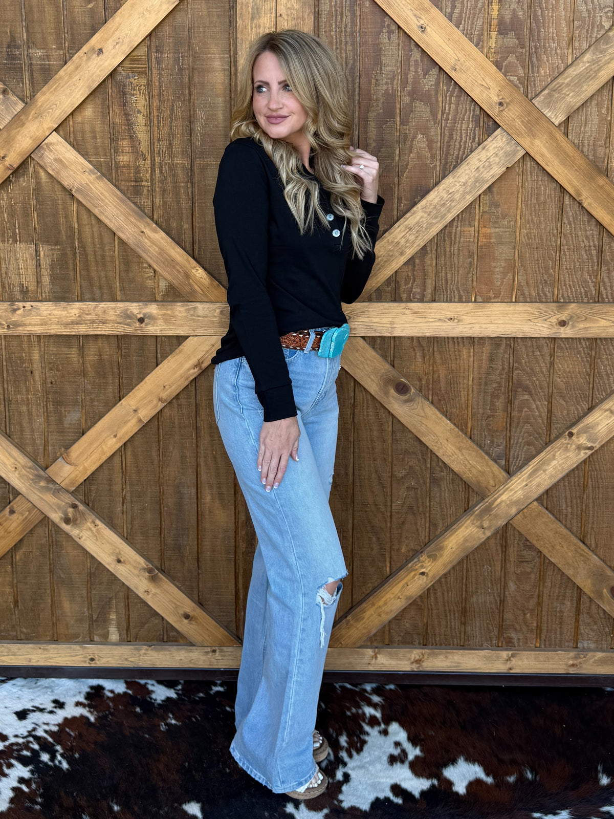 Western Concho Long Sleeve *Black