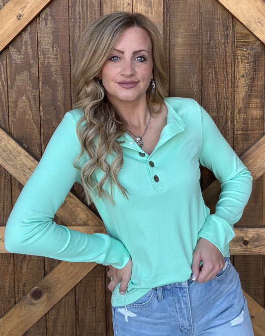 Western Concho Long Sleeve *Mint