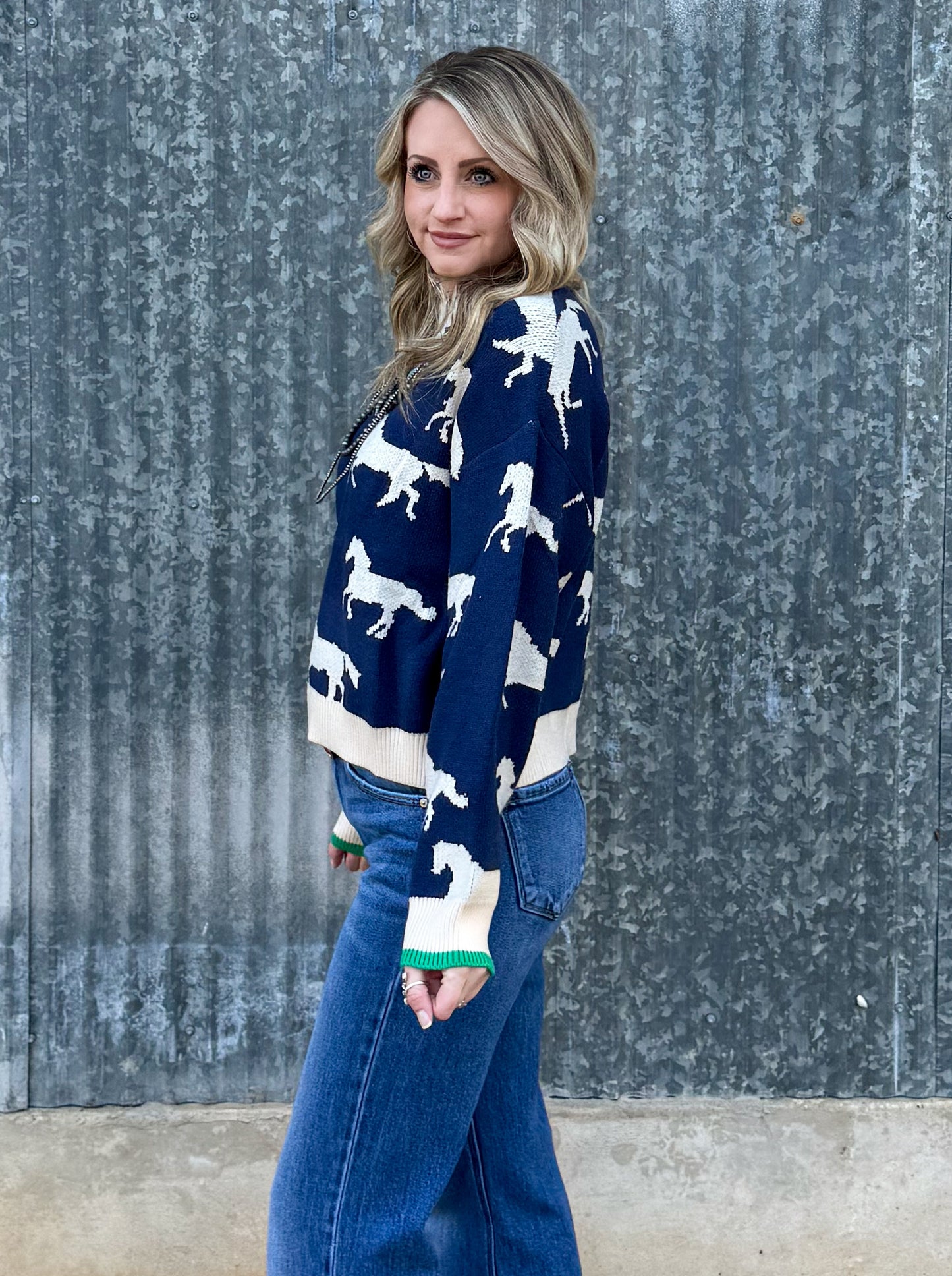 Rustic Horses Sweater