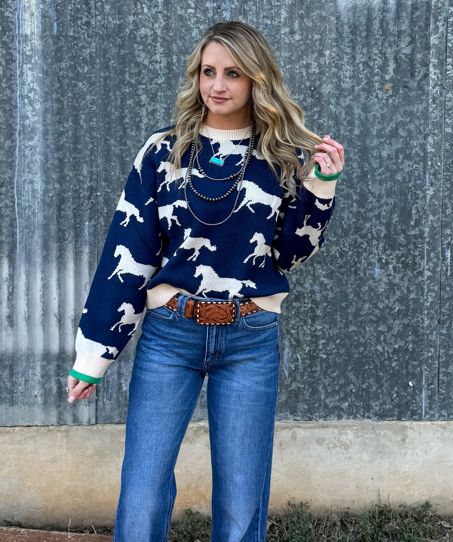 Rustic Horses Sweater