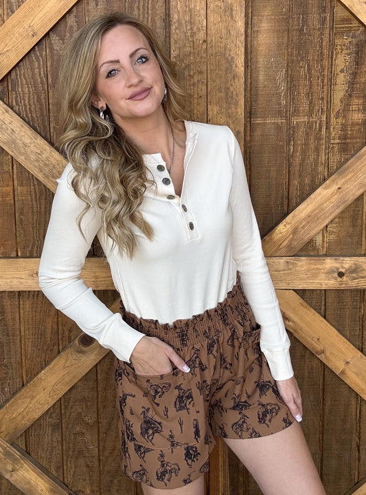 Western Concho Long Sleeve *Ivory