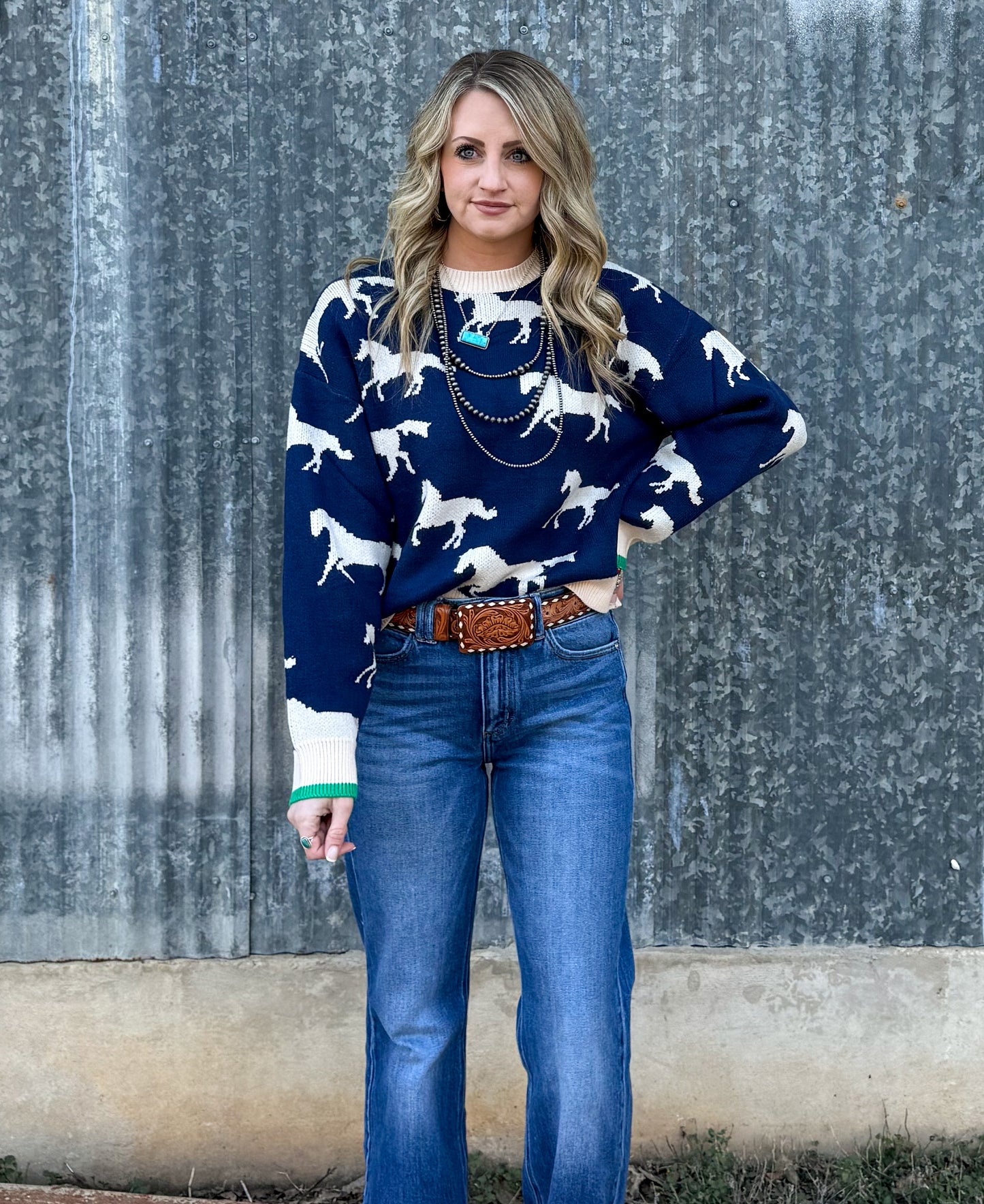 Rustic Horses Sweater