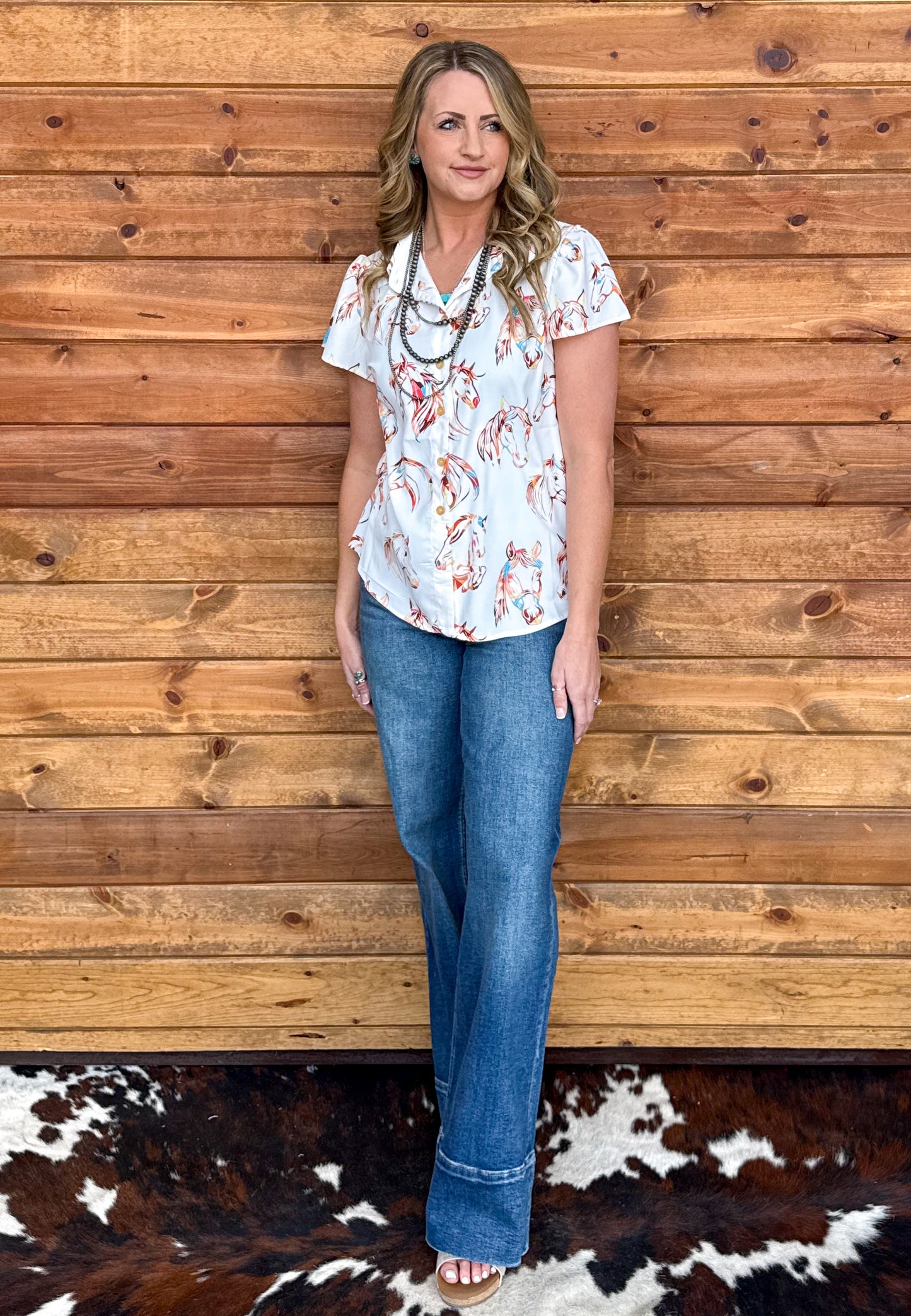 Painted Horses Button-Up Top